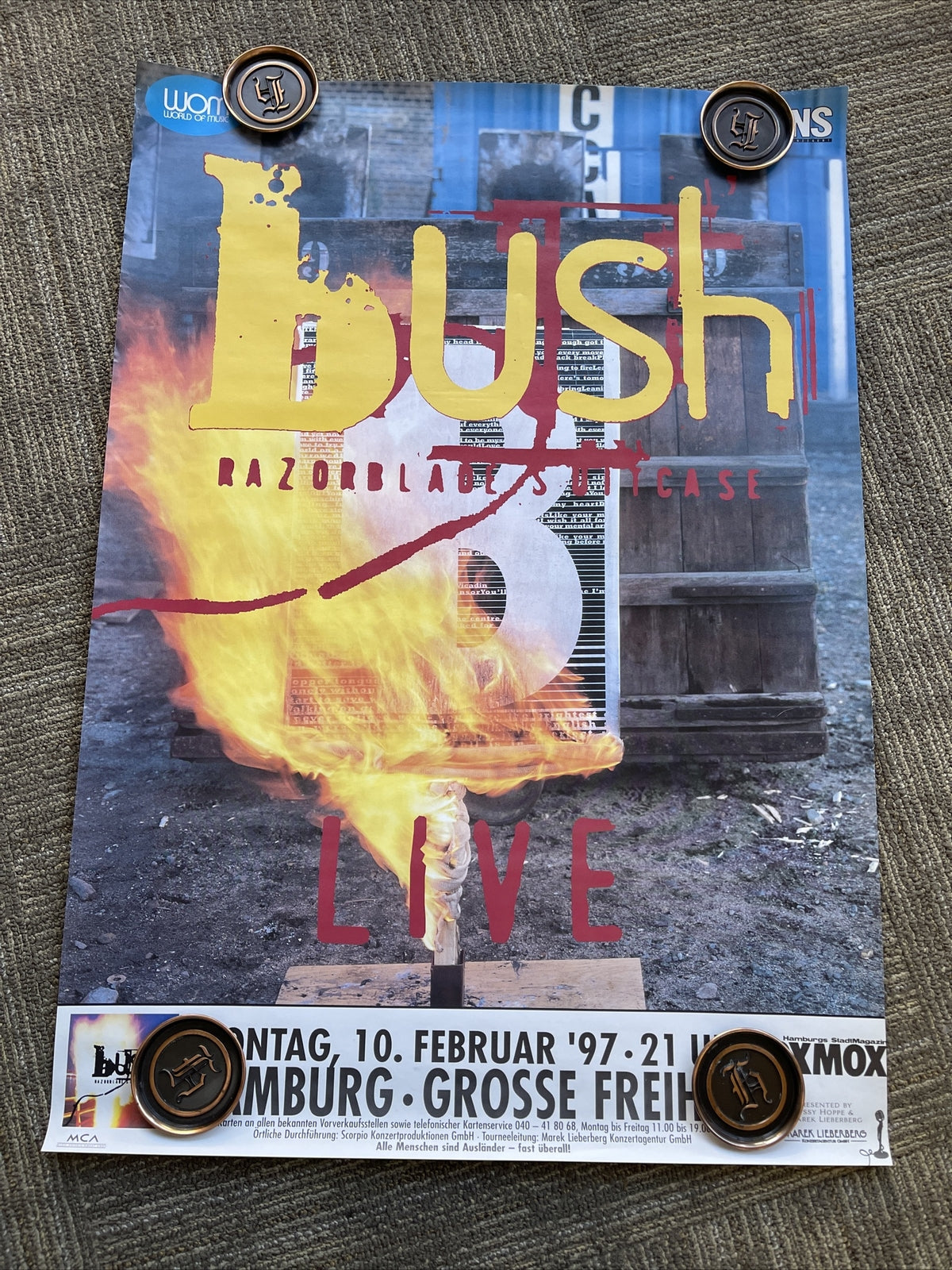 #6 1997 Bush Razor blade Suitcase Record Store Tour Promo Poster 23”x33”0