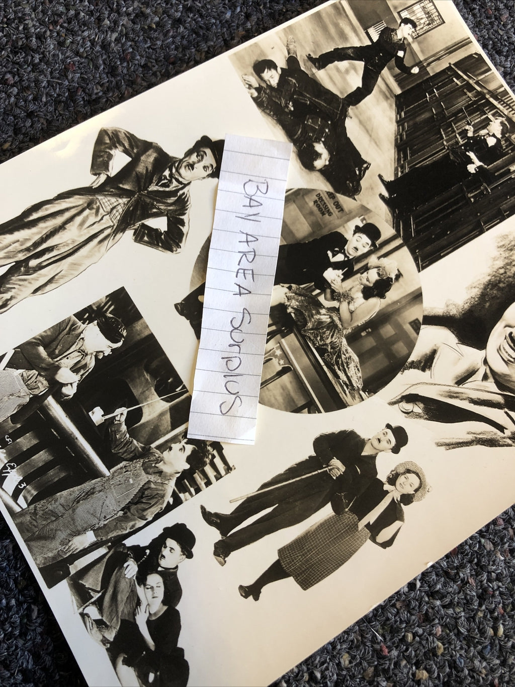 RARE Original Photo Collage Of Hollywood Silent Film Star Charlie Chapli 9”x7”7