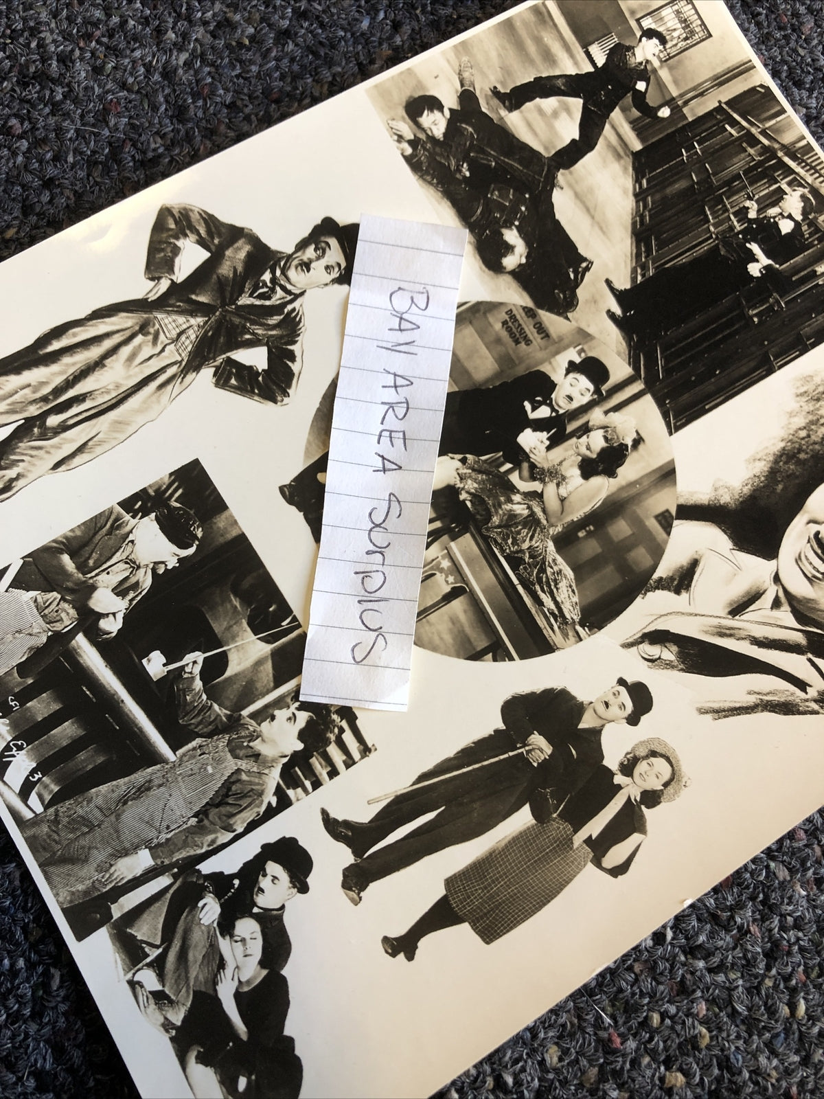 RARE Original Photo Collage Of Hollywood Silent Film Star Charlie Chapli 9”x7”7