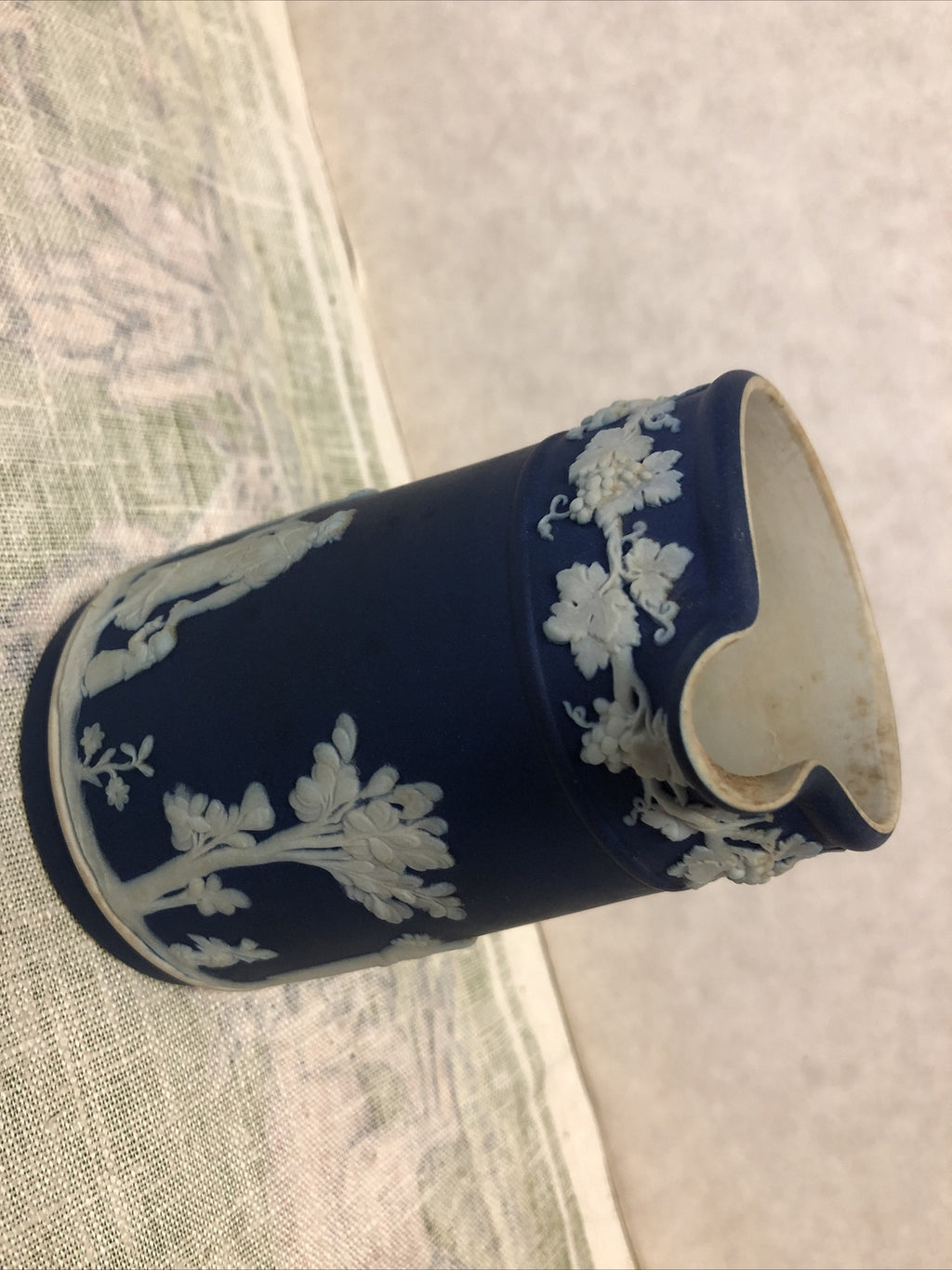 Vintage Wedgwood Jasperware Dark Blue Creamer Pitcher 4.5”x3”3