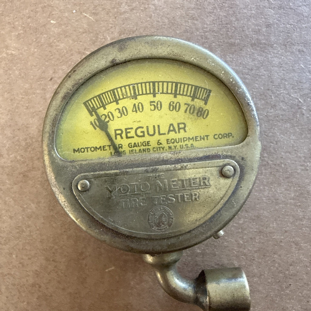 Vintage Moto Meter Tire Tester 80 PSI Tire Pressure Gauge & Equipment USA 1920s1