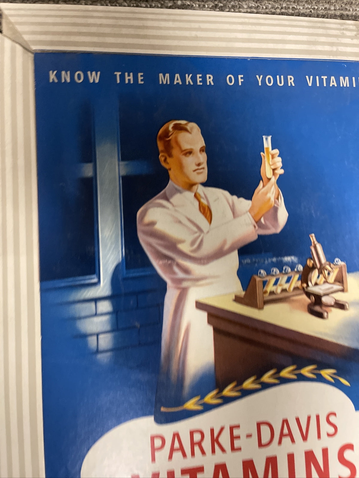 Vintage Antique 1940s General Store Display Sign Parks Davis Vitamins 31”x13”2