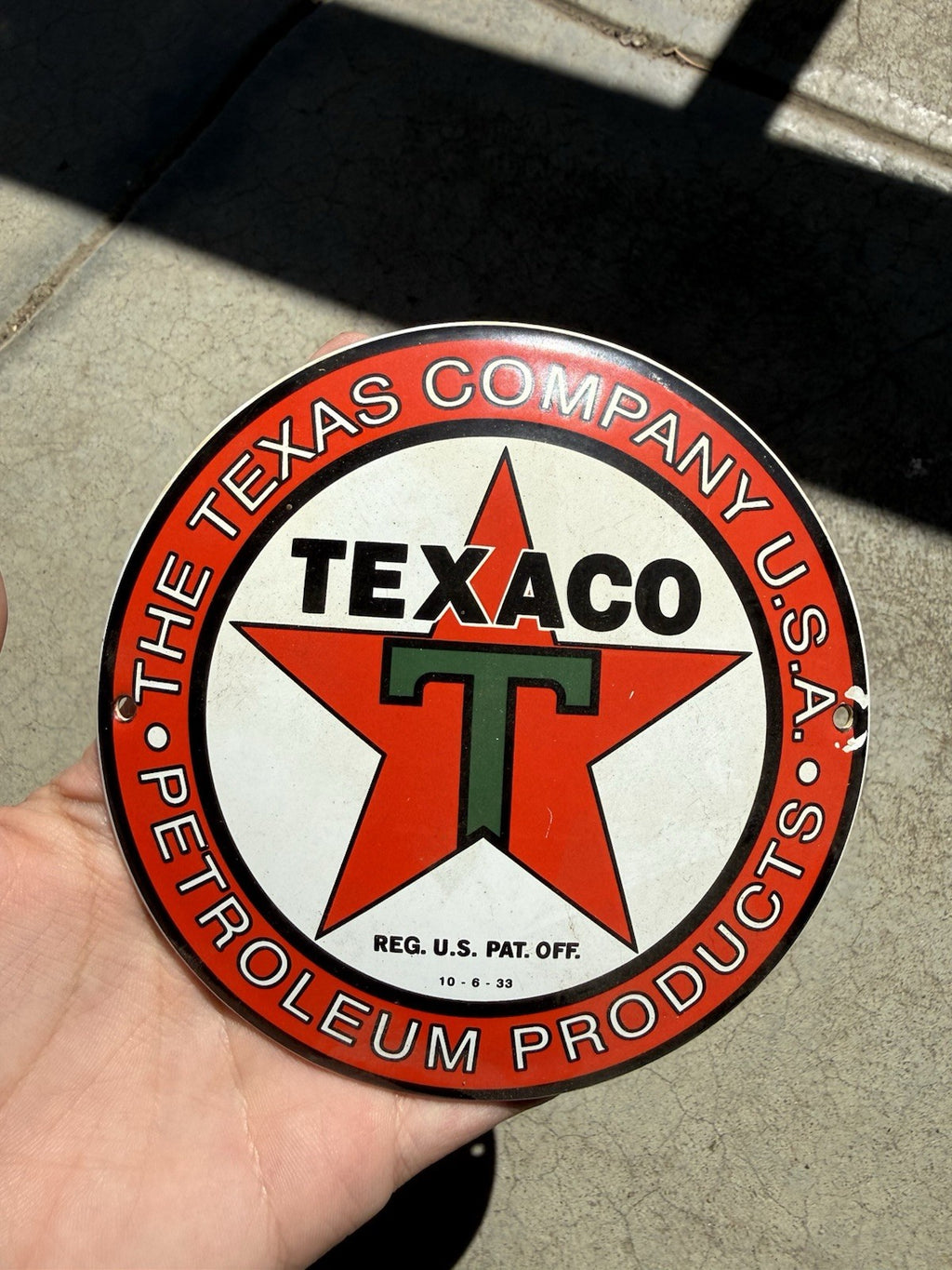 VINTAGE Repro TEXACO MOTOR OIL PORCELAIN GASOLINE SIGN PUMP PLATE0