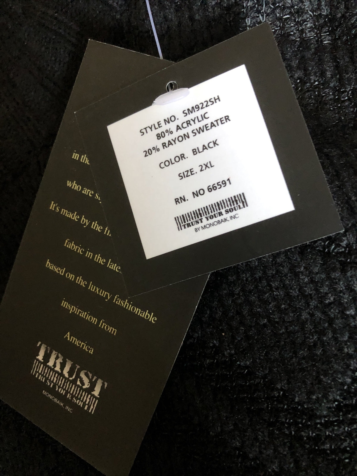 Vintage 90’s NOS Trust Brand - Black Turtle Neck Sweater Size 2XL2