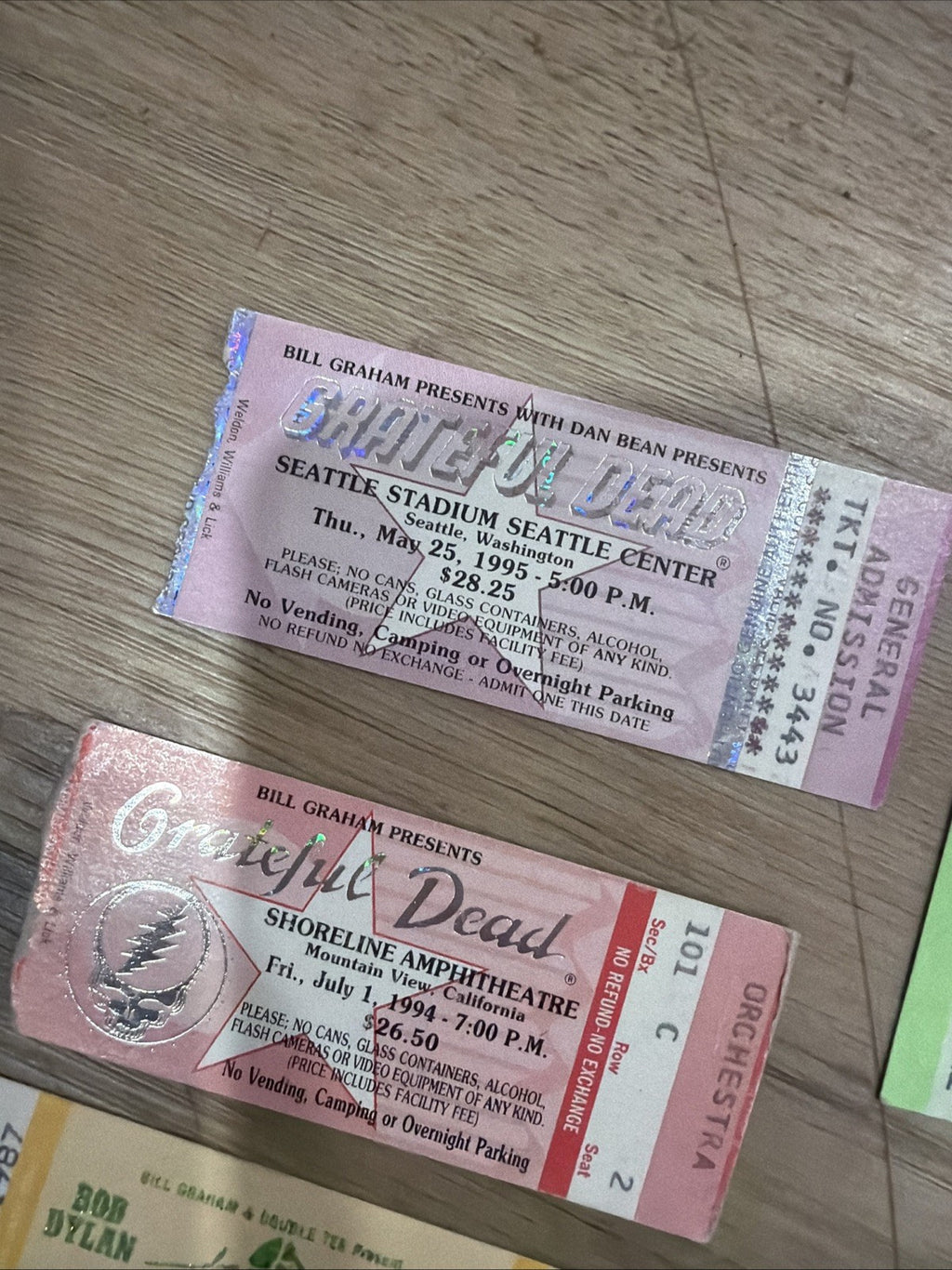 Grateful Dead 4 Ticket Stub Lot  1987-1995 Rose Bowl Seattle Shoreline Madison1