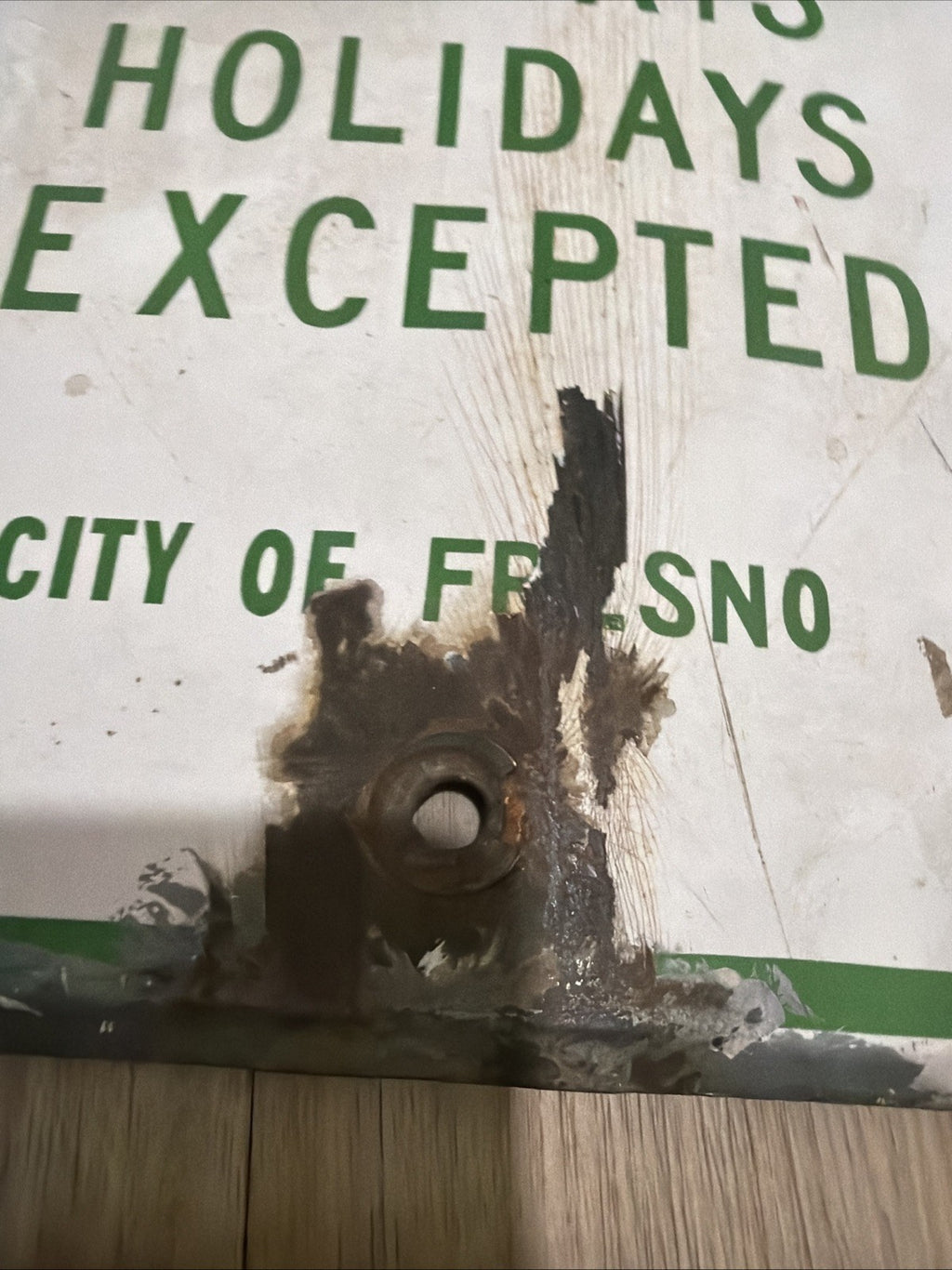 Vintage Porcelain enamel steel 2 Hour Parking Sign California  City Of Fresno1