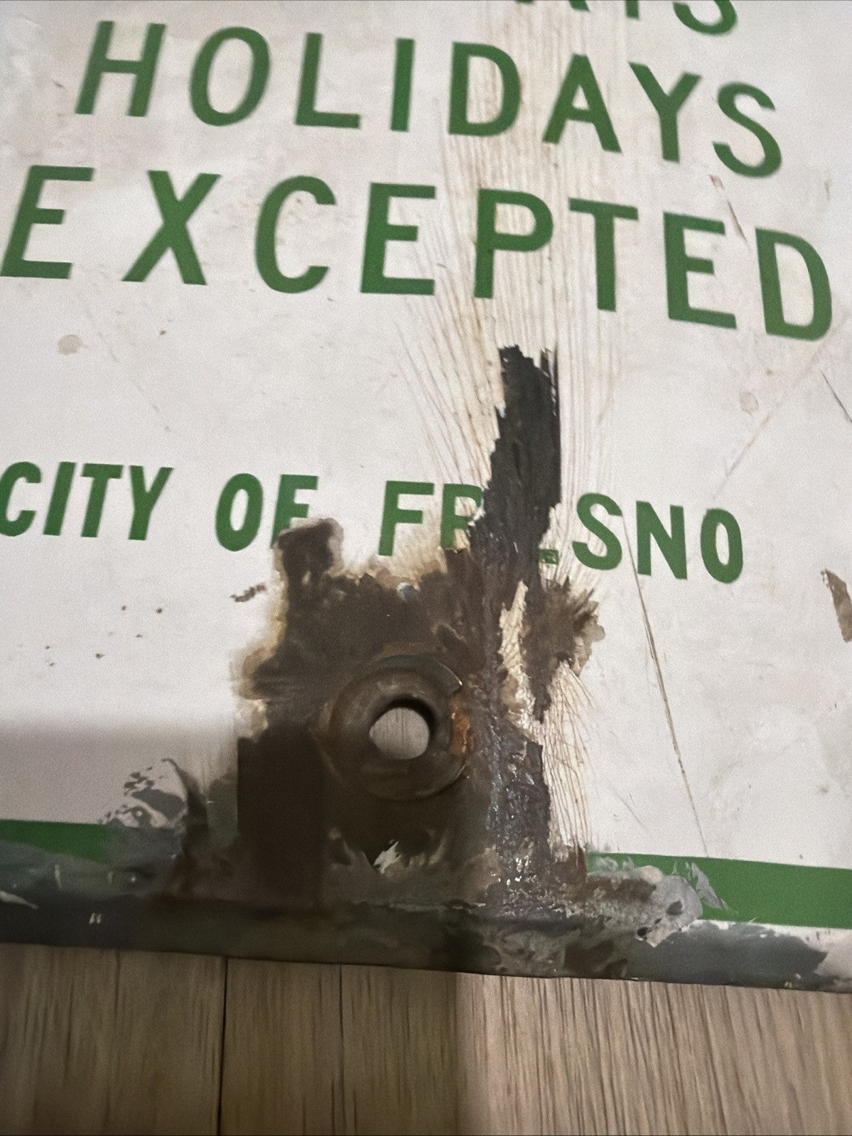 Vintage Porcelain enamel steel 2 Hour Parking Sign California  City Of Fresno1
