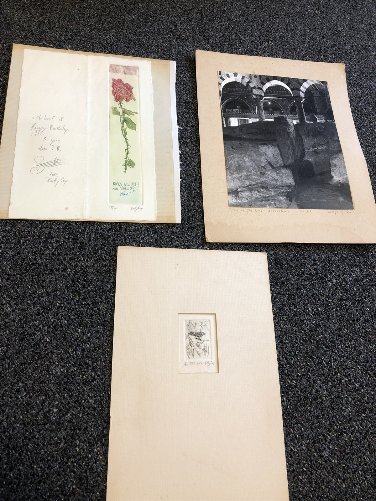 Lot Of 3 Original Betty Guy Personalized Art Pieces SIGNED0