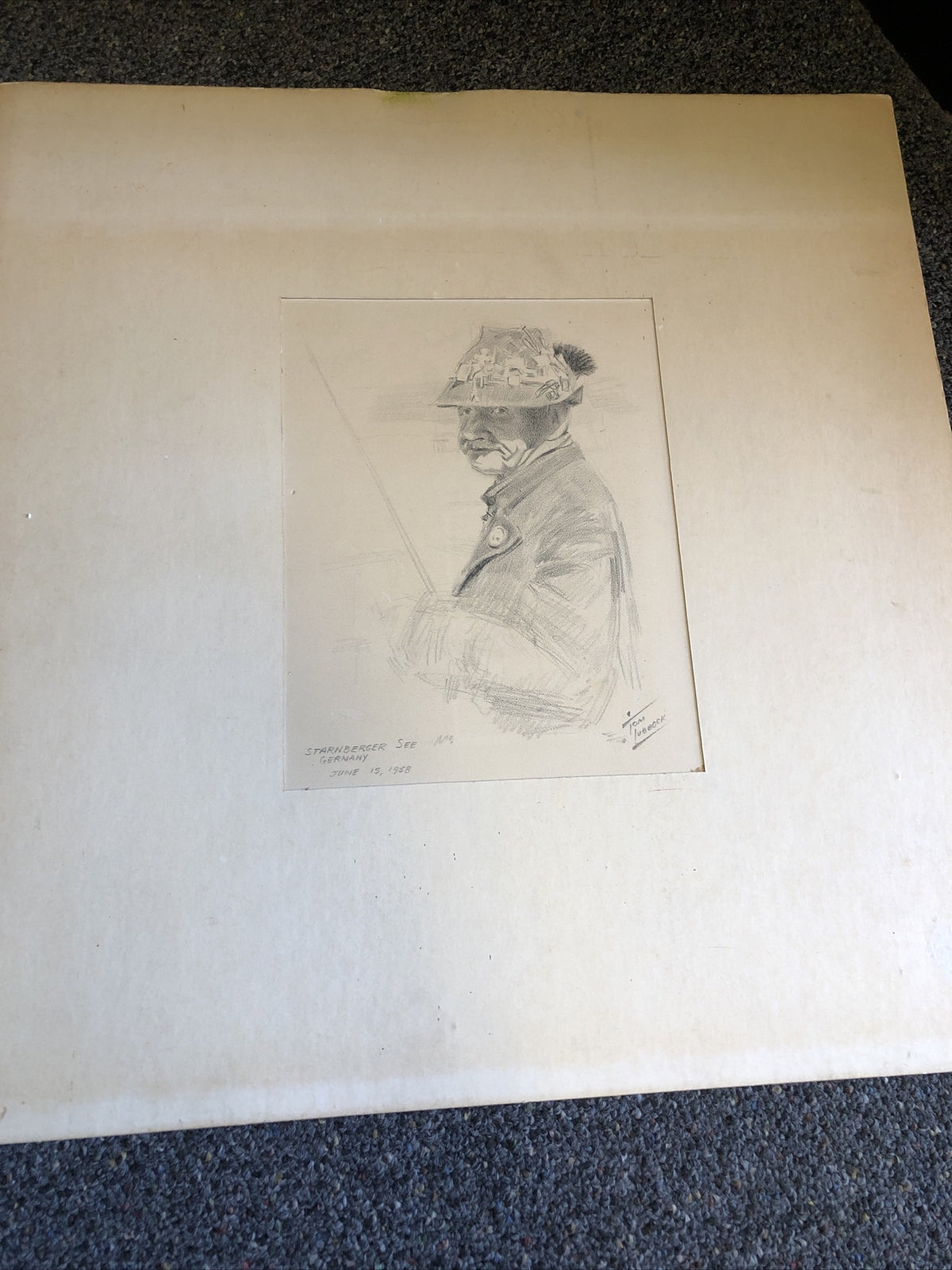 Starnberger See Germany June 15th 1958 Signed By Tom Lubbock 1959 19”X18”1
