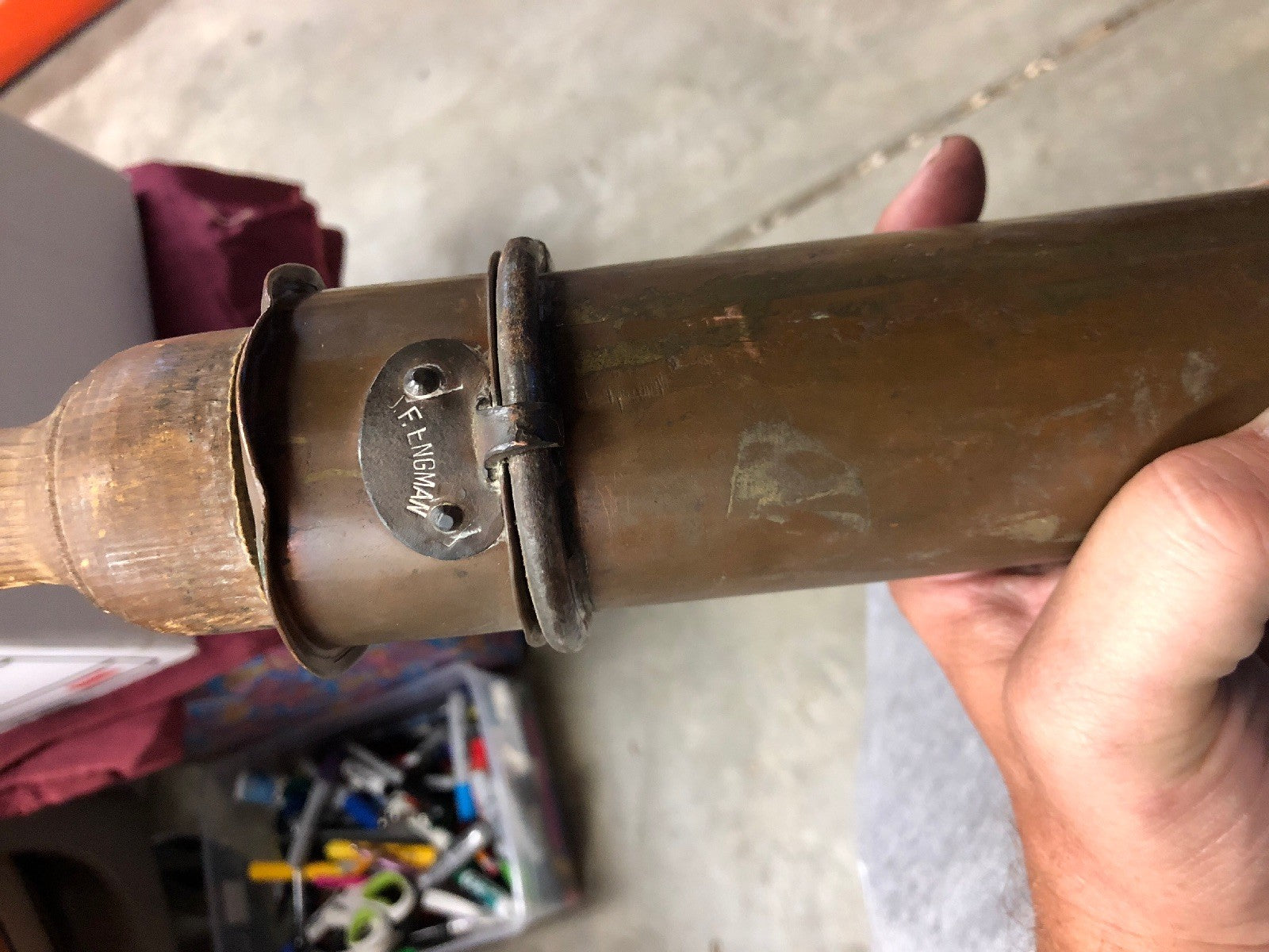 Antique 27" Hammered Copper Pot Press Sprayer J. F. England Hallstavik Rare!!9