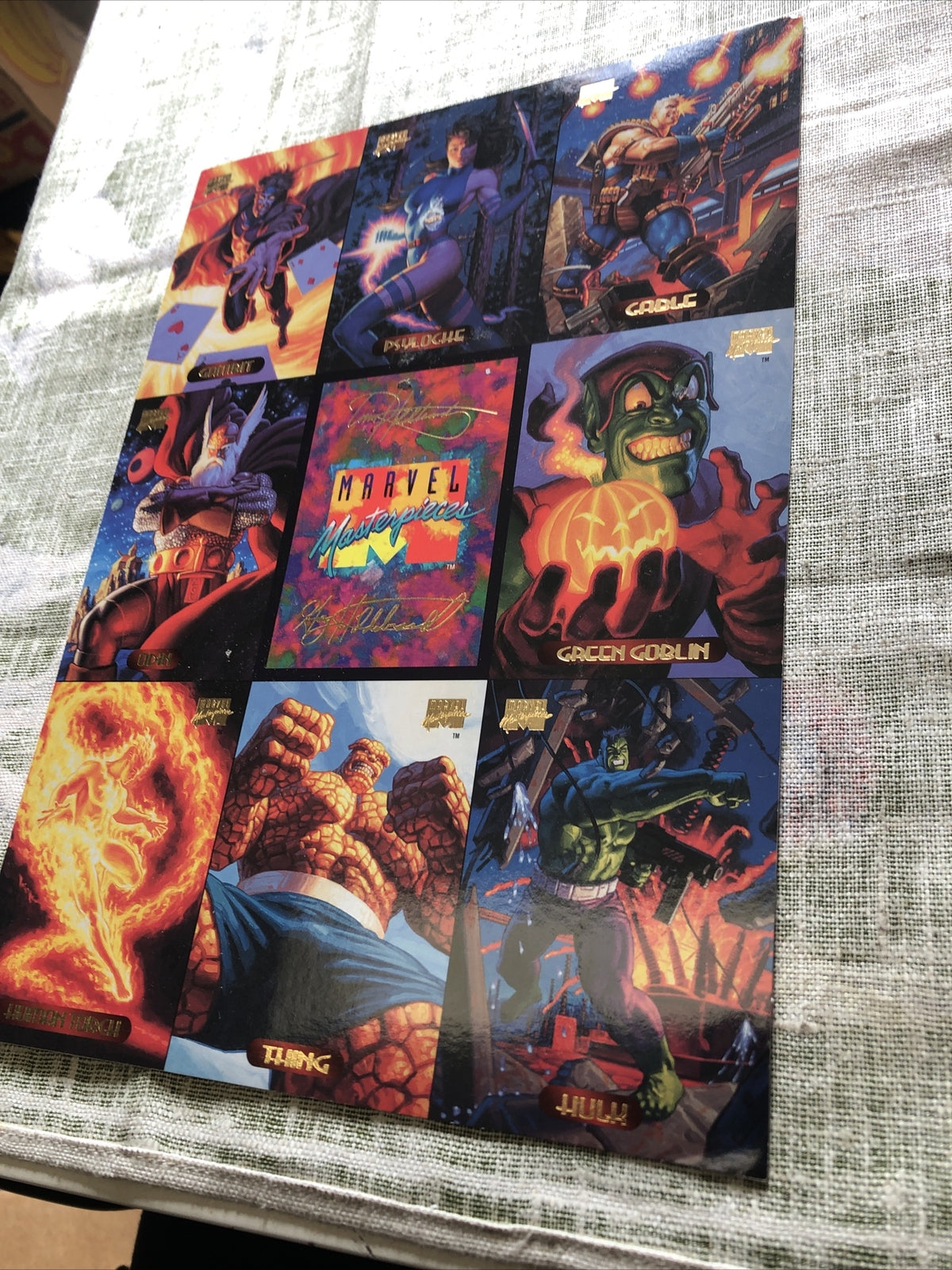 Vintage 1994 Marvel Masterpieces Uncut Sheet With 9 Cards1