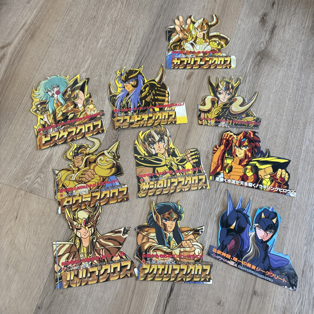 Vintage Saint Seiya Gold Saints Card Stand Lot - 10pc Anime Collectible Japan0