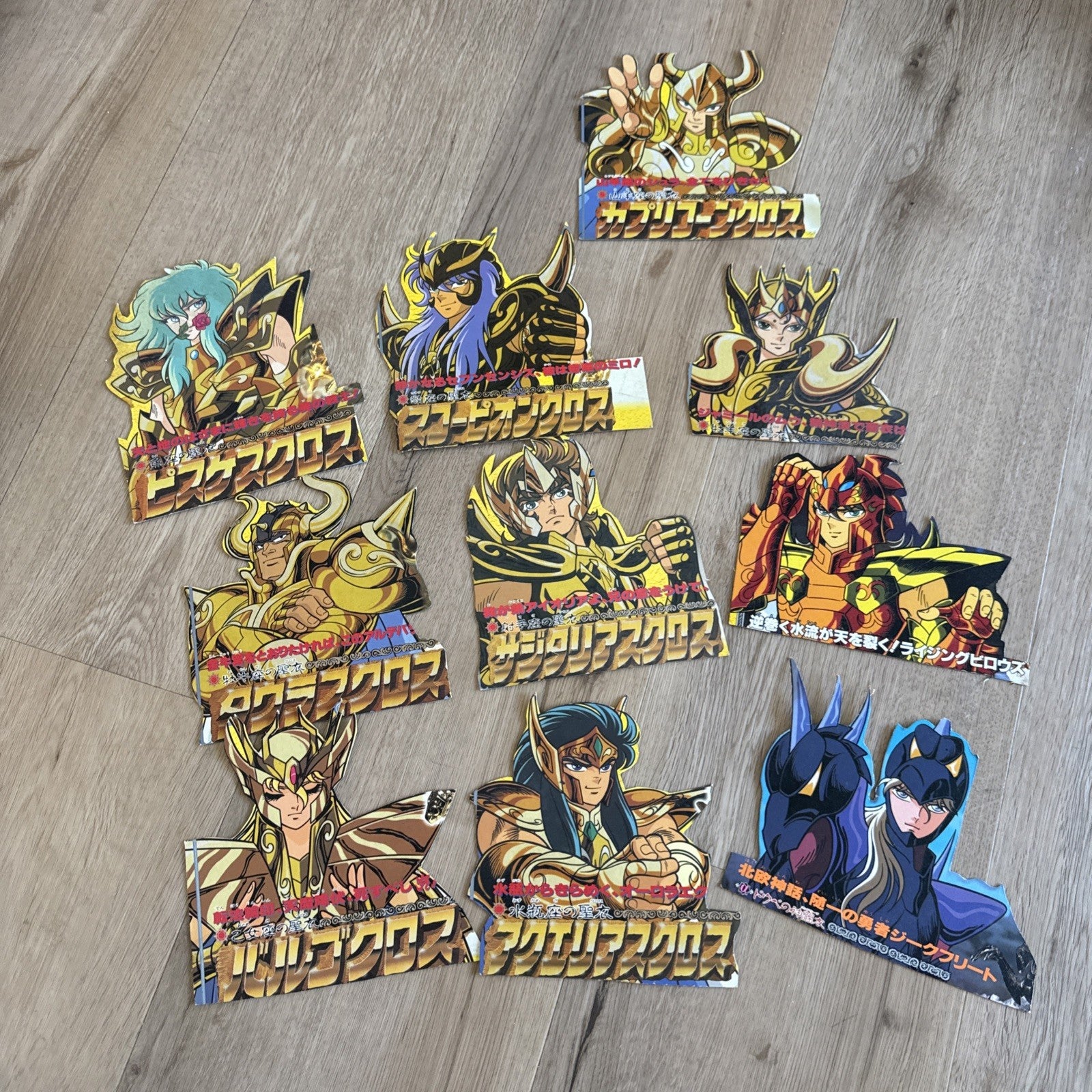 Vintage Saint Seiya Gold Saints Card Stand Lot - 10pc Anime Collectible Japan0