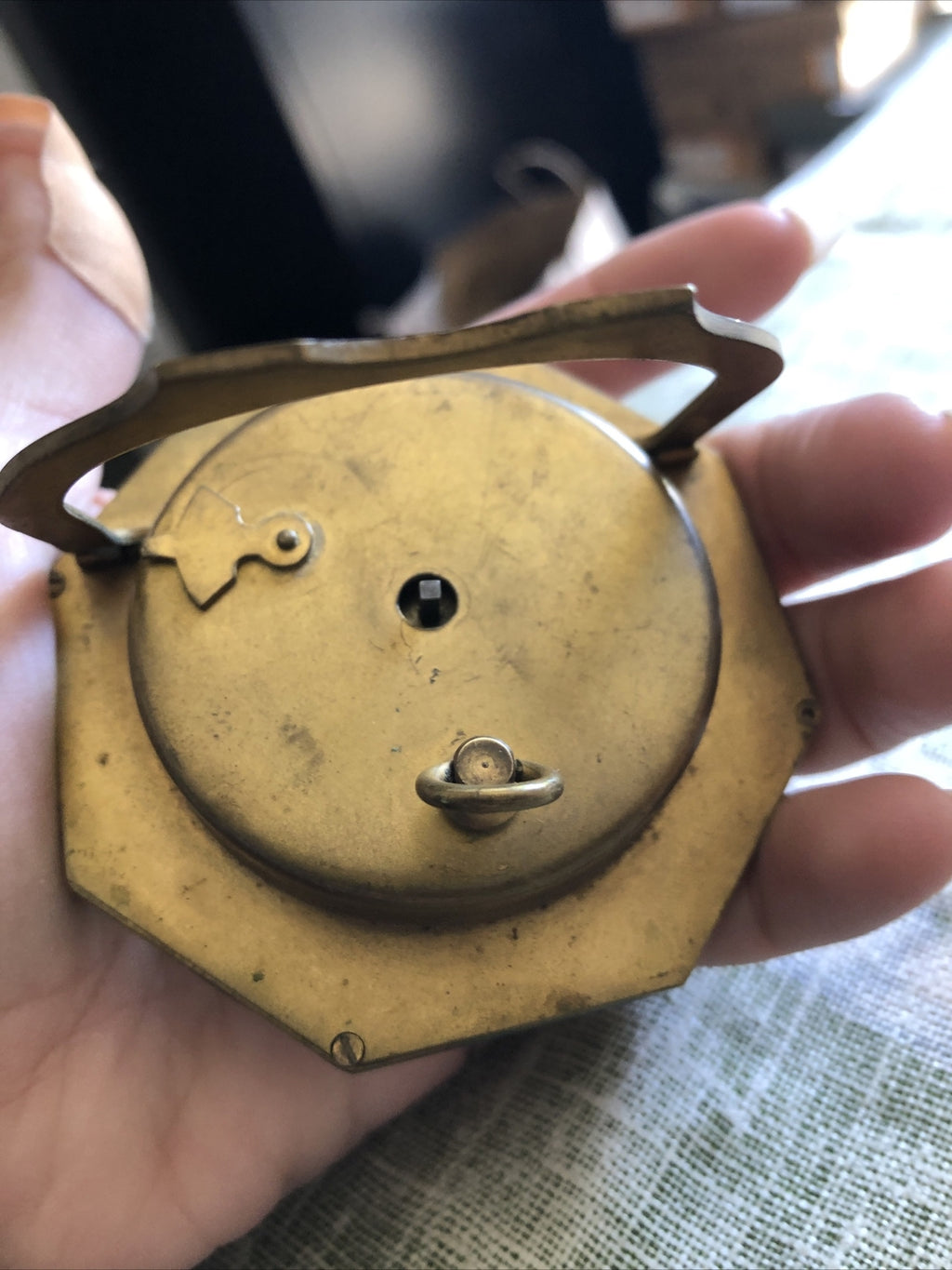 Antique Swiss 8 Days Pocket Watch Clock With Stand Swiss Made 3”x3”6