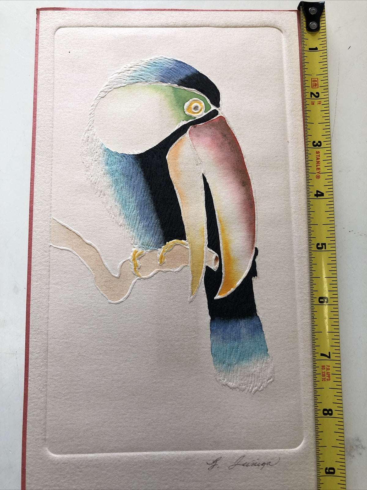 Beautiful Tucan Etching Signed By G. Zuniga5