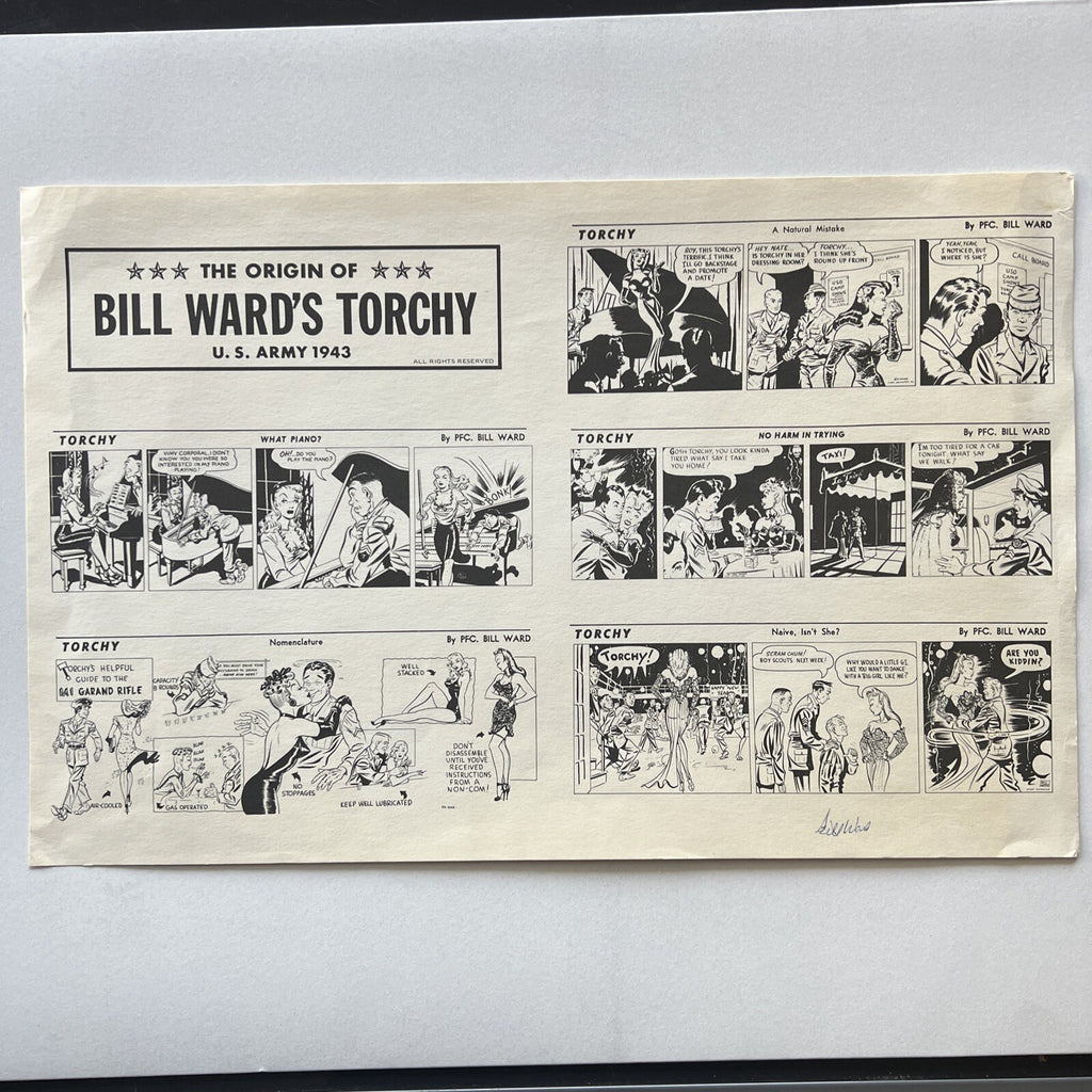 BILL WARD’S TORCHY 1943 US Army ANIMATION COMIC STRIP SIGNED By BILL WARD0