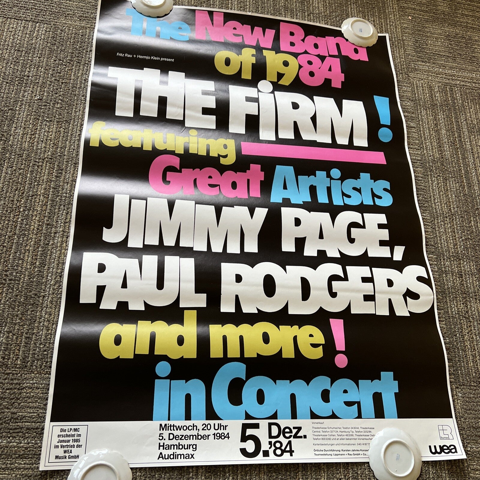 Vintage “The New Band of 1984 The Firm!” Ft Great Artists Promo Poster Germany238