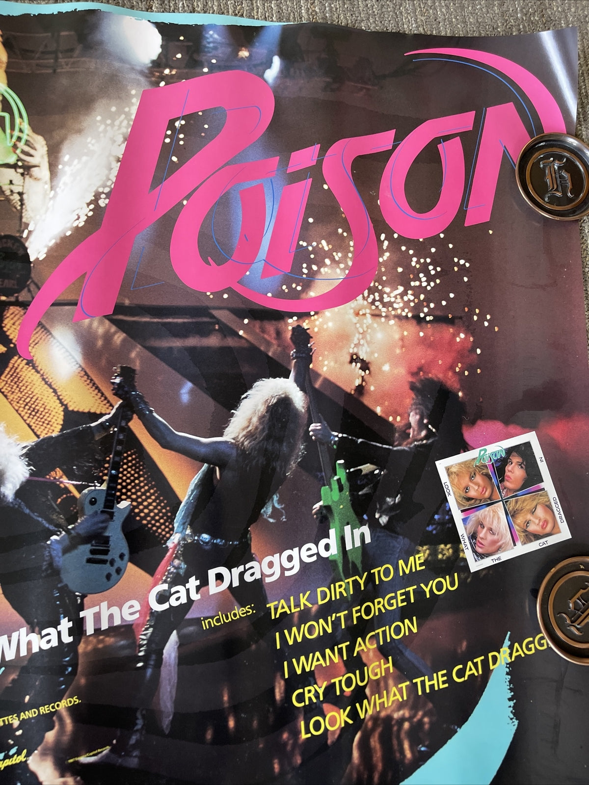 1987 POISON Look What The Cat Dragged In Record Store Promo Poster #37 24x36”11
