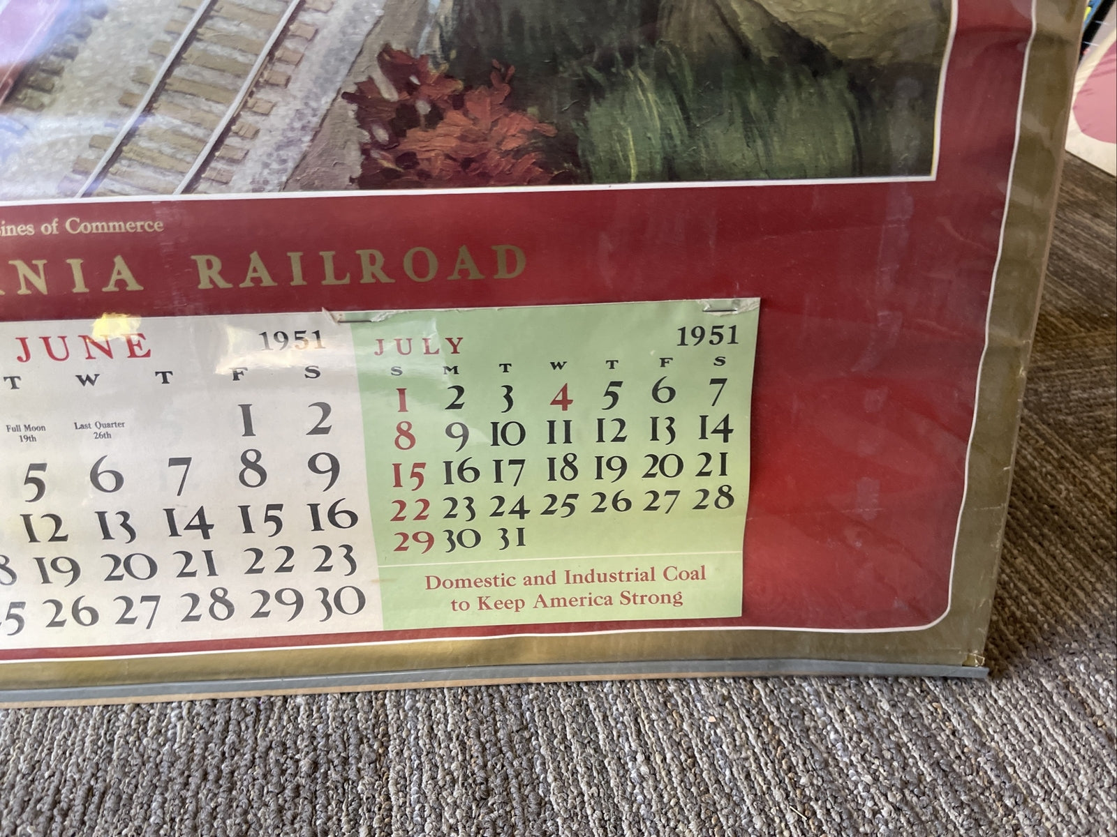 1951 Pennsylvania Railroad (PRR) Large Format Calendar Rare7