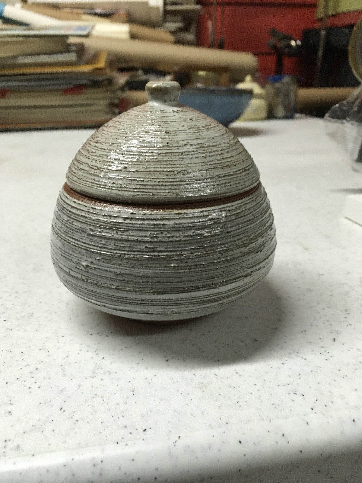 Mid Century Small Pot Beige Brown Japanese0