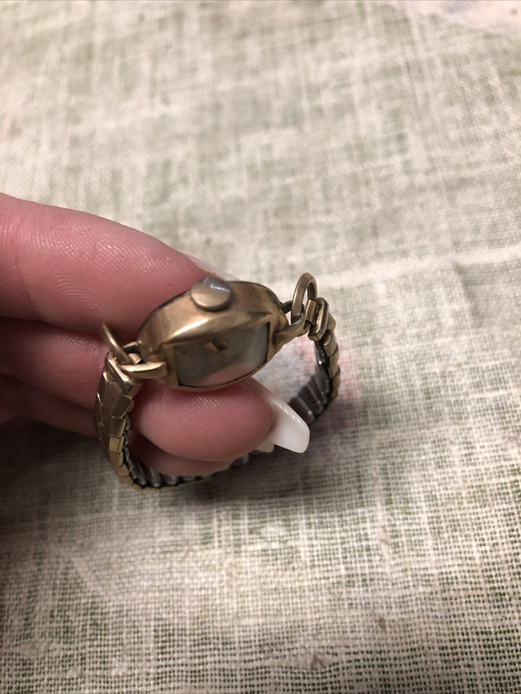 Vintage Bulova Ladie's Watch Cuff Bracelet 10K Gold Filled 318909 Stretchy Band2