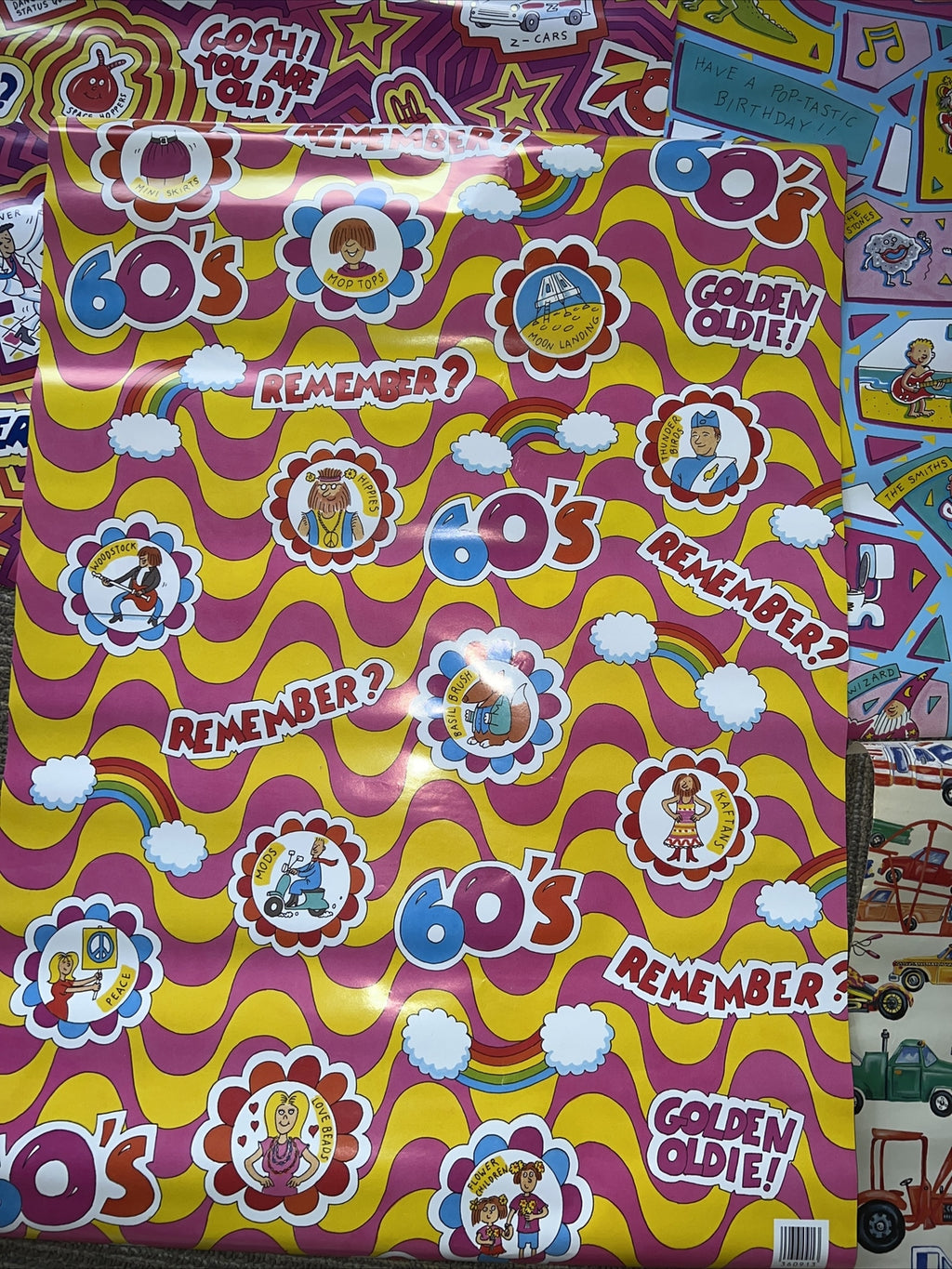 Vintage 60’s 70’s Poster Wrapping Paper Style, Vintage Nostalgia Wrappers1