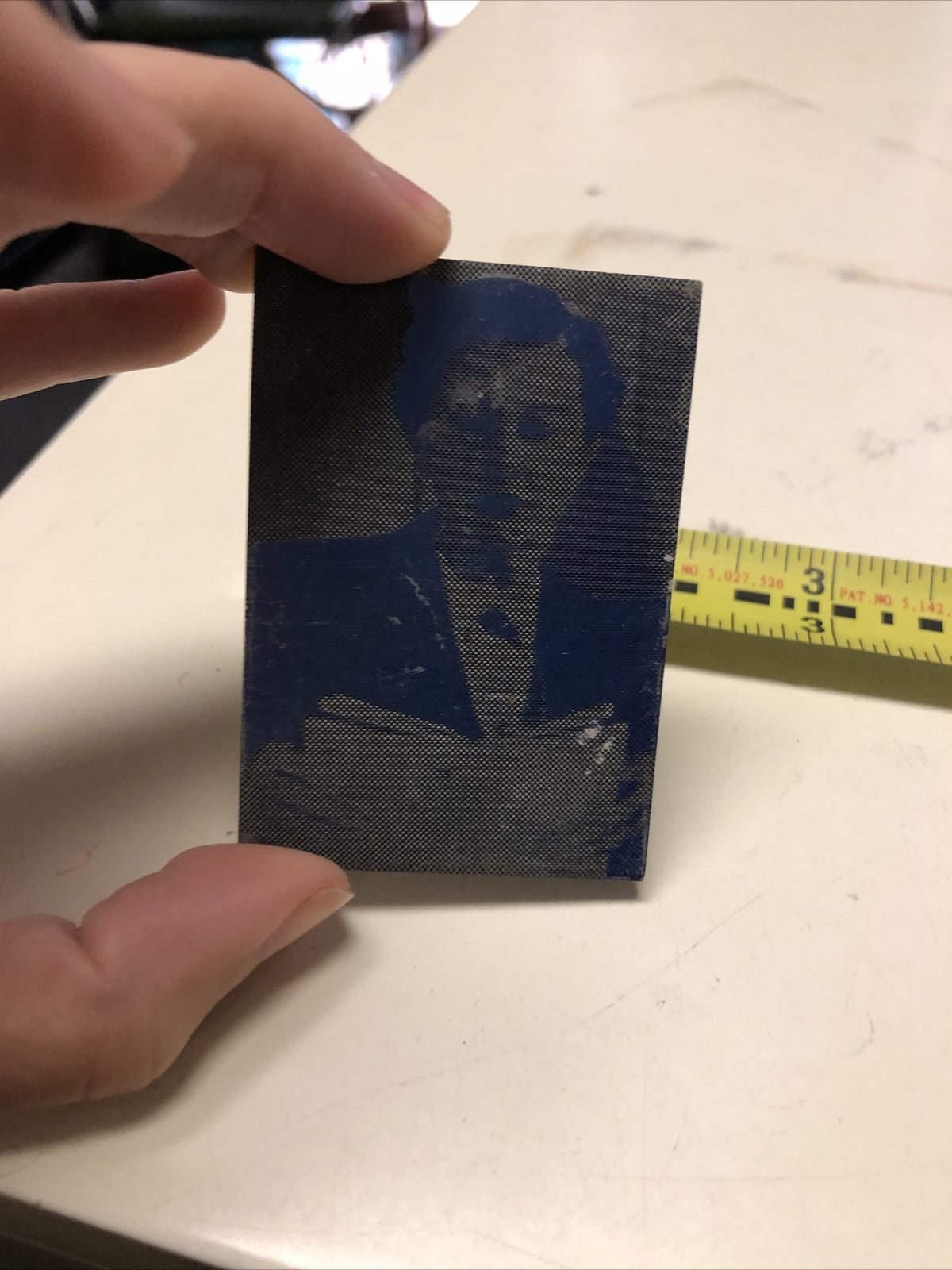 Antique Metal Printing Plate Block Photo Negative 2x2 Inch” Women Rearing A Book1