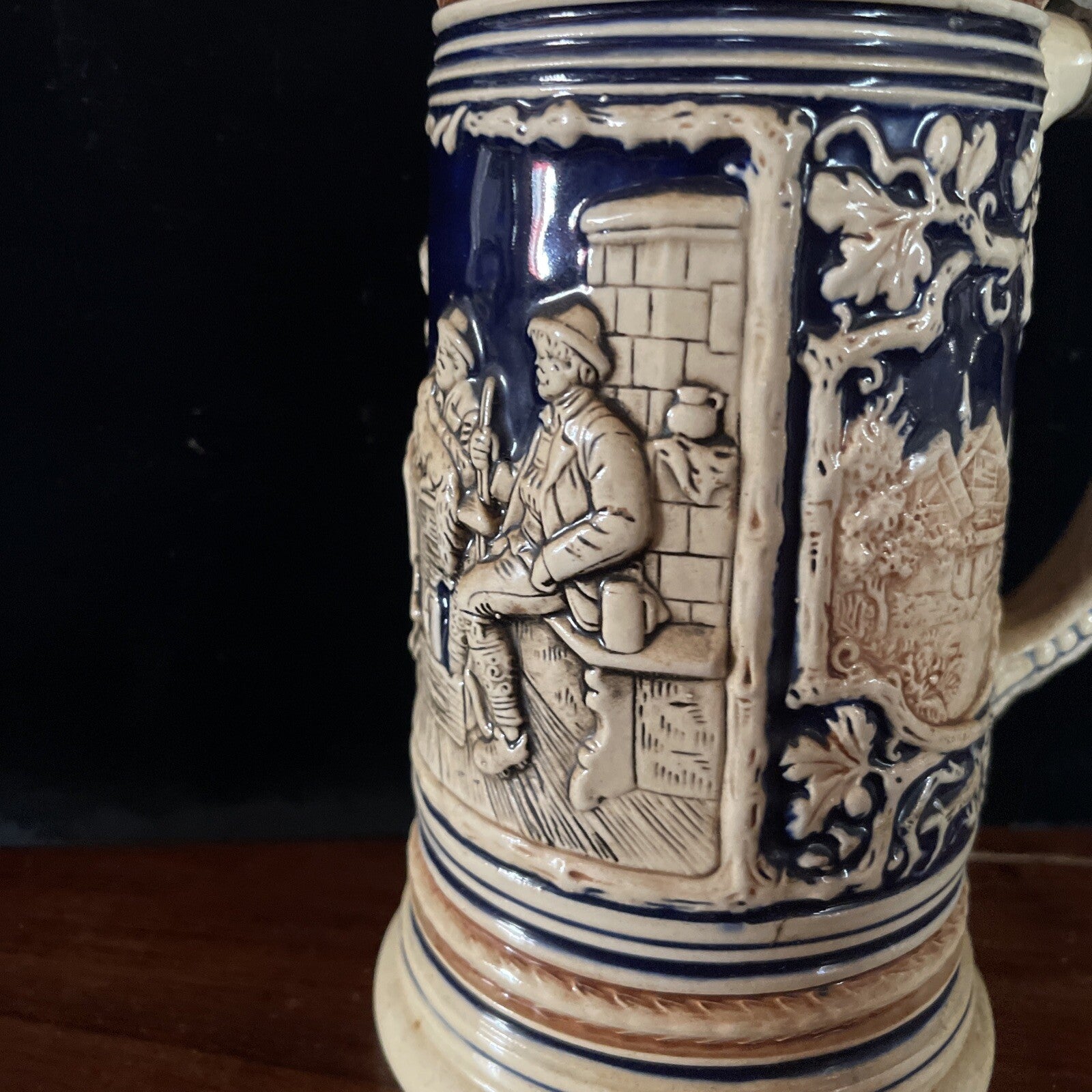 Antique German Germany pre WW1 signed Porcelain Lidded Beer Stein Mug 10.5”1