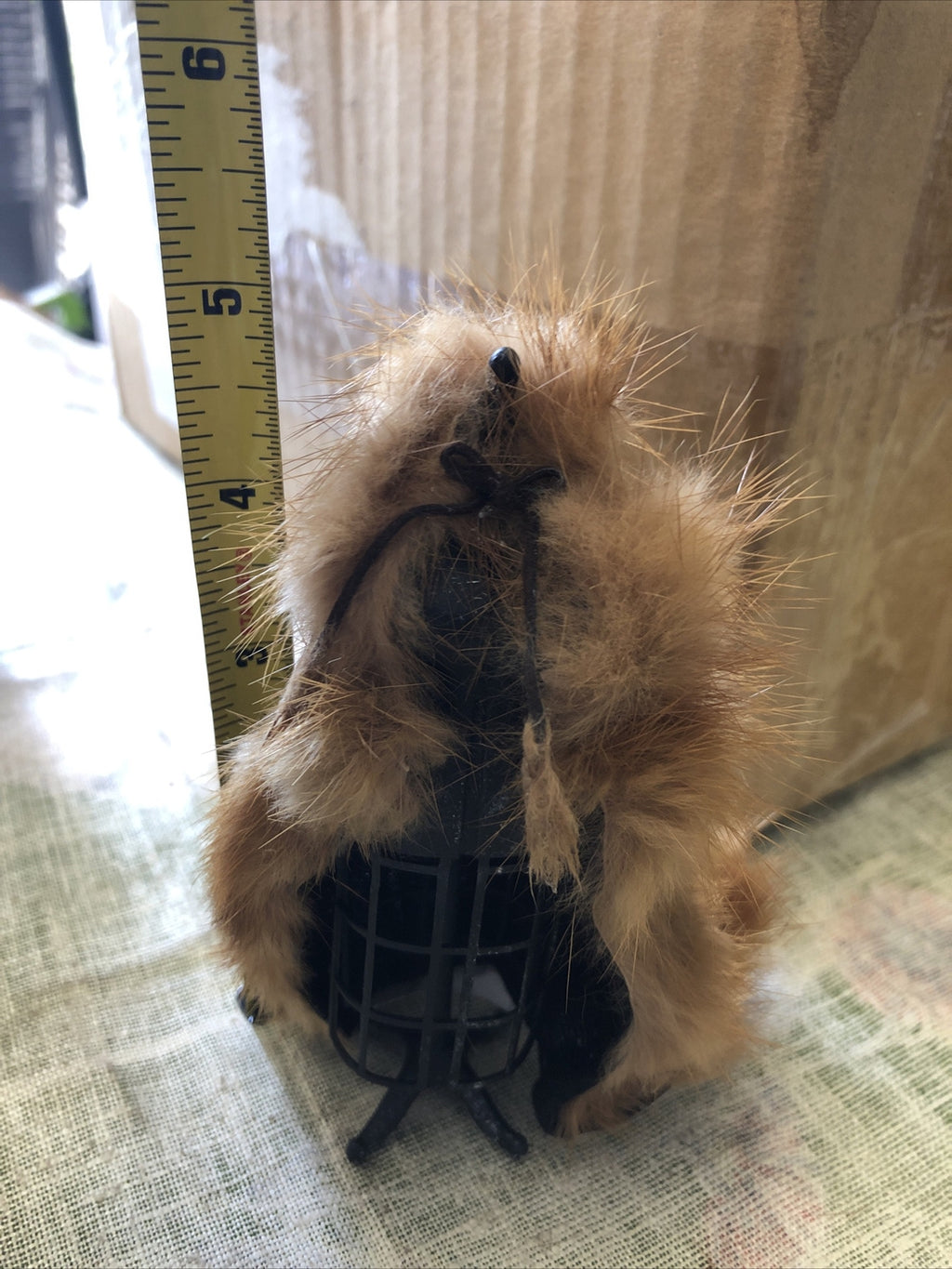Vintage Mini Dollhouse Fur Coat On Stand 5” Tall5