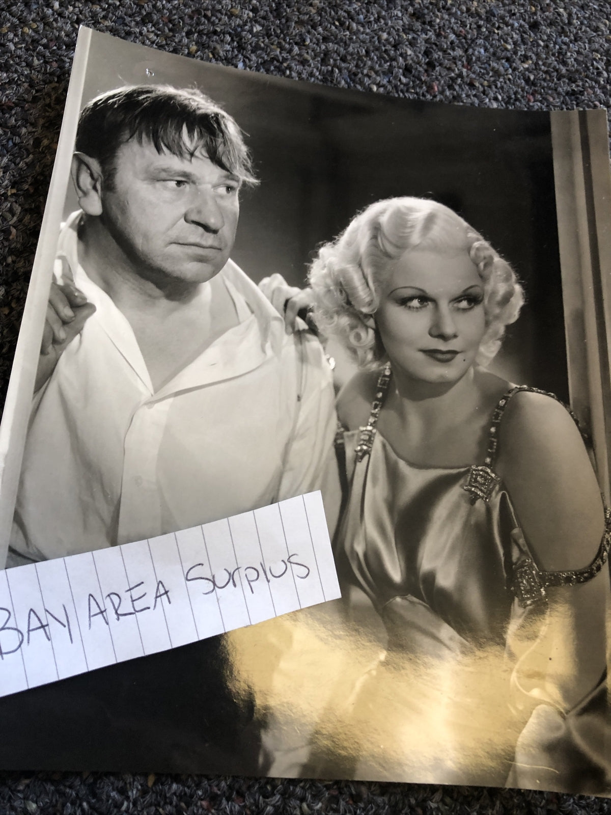 RARE Original Photo Of Wallace Beery & Jean Harlow Candid Black/White 8.5”x7”6