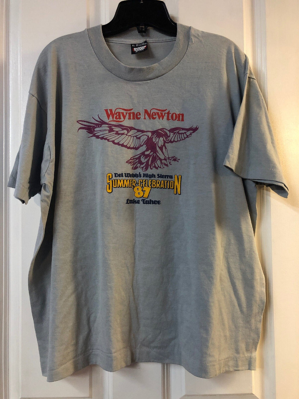 VTG 80s Wayne Newton Del Webb’s High Sierra Lake Tahoe Summer Celebration Shirt0