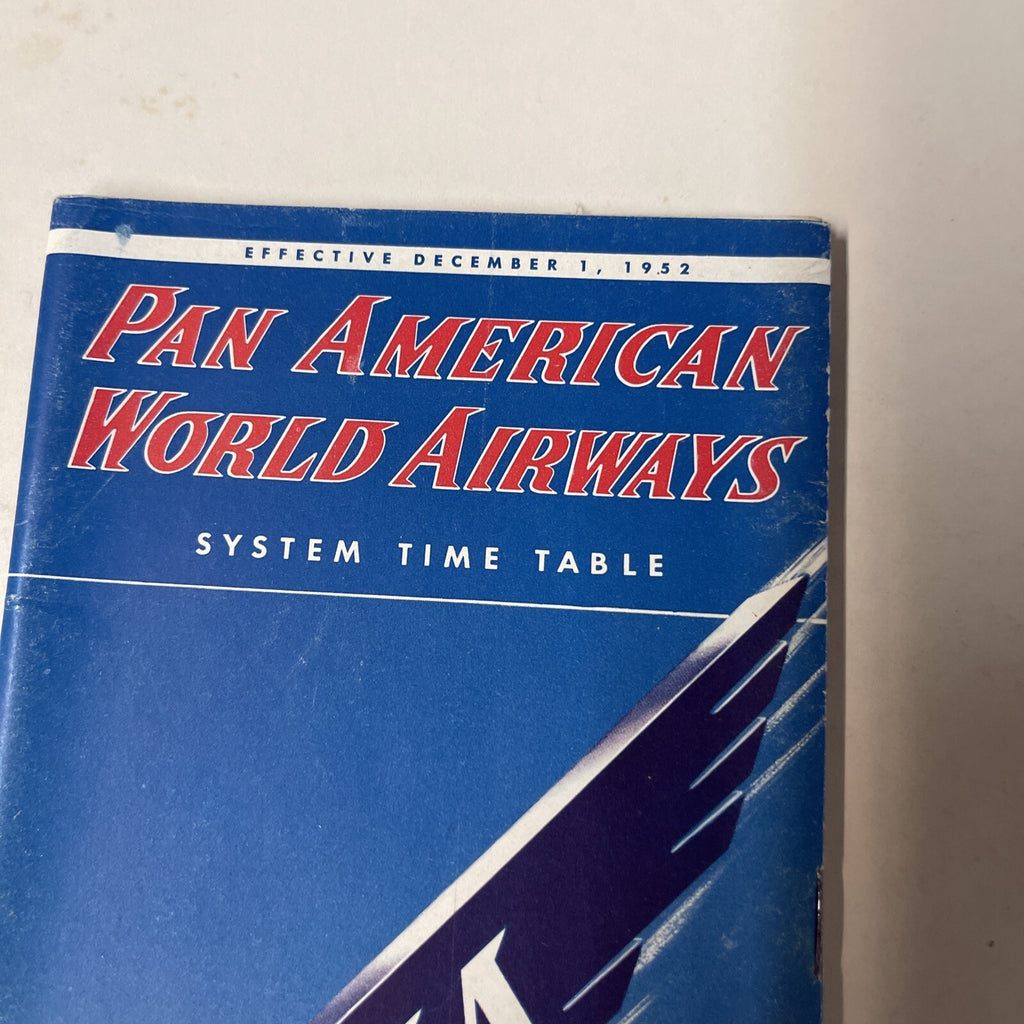 Pan American December 1952 AIRLINE TIMETABLE SCHEDULE Brochure flight Map1