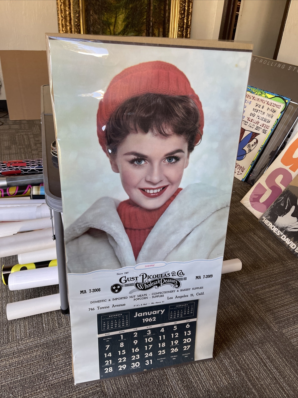 Rare VTG Gust Picoulas Wholesale Peanuts 1962 Calendar Los Angeles Pin Up0