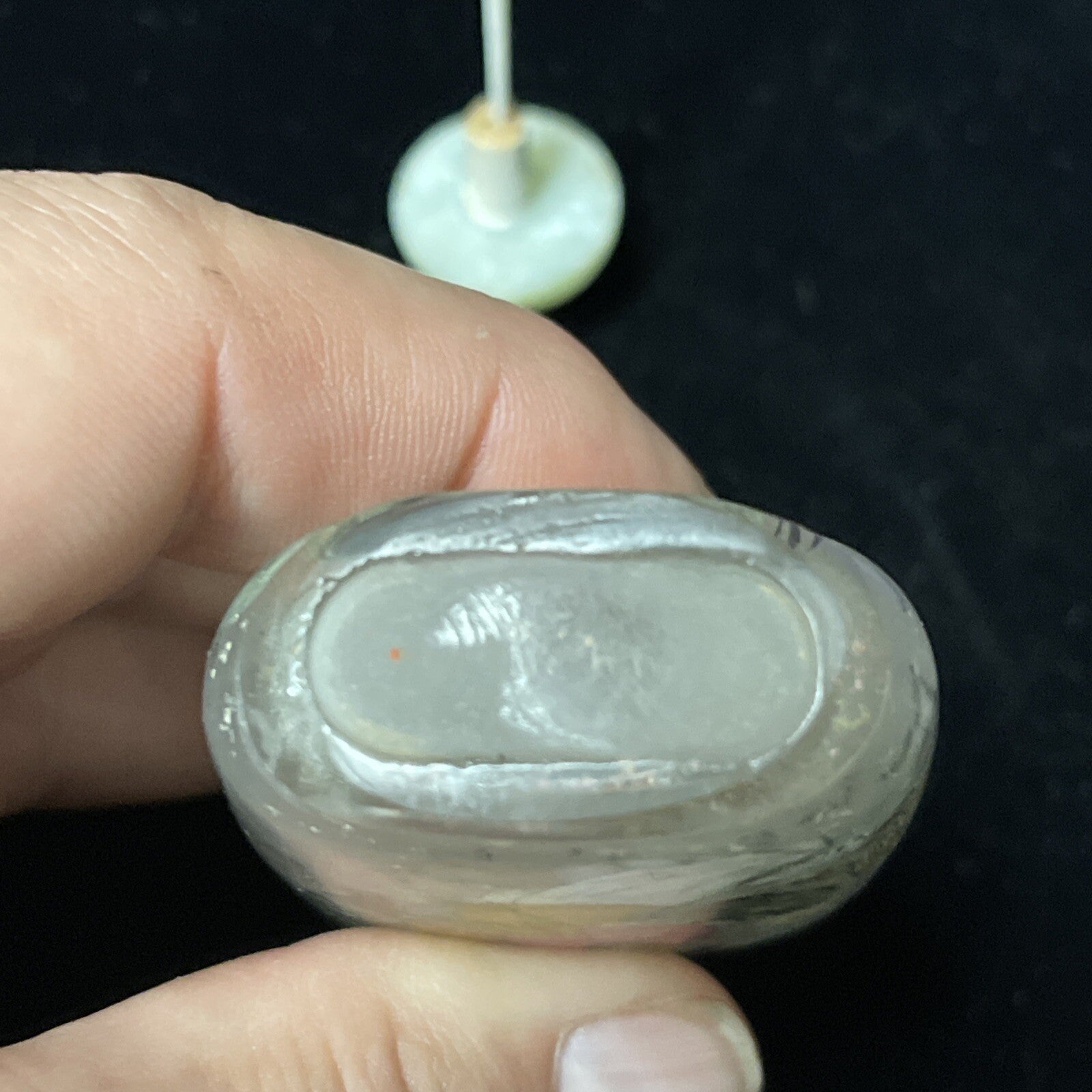 antique handmade Chinese glass carved stone reverse painted snuff bottle.6