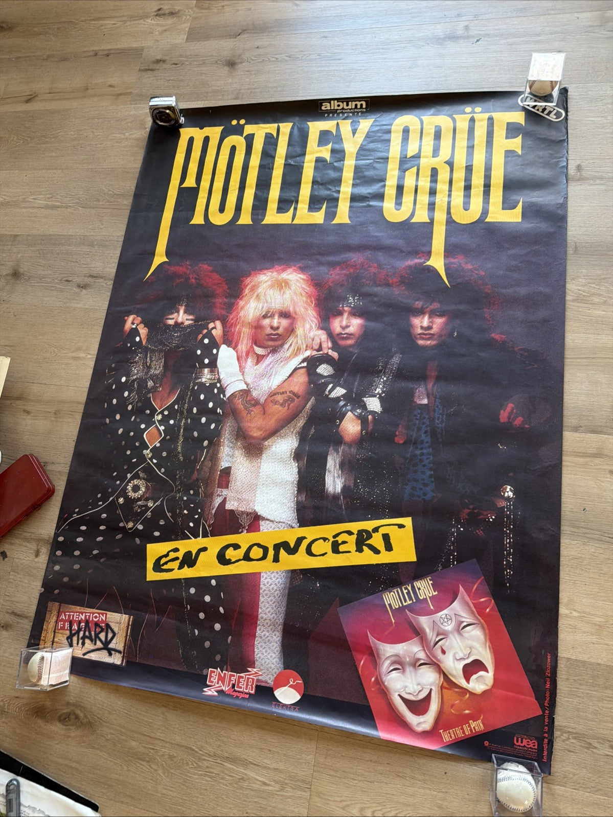 #111 1985 theatre Of Pain MOTLEY CRUE  Rare Subway Promo Poster 61” X 46”0