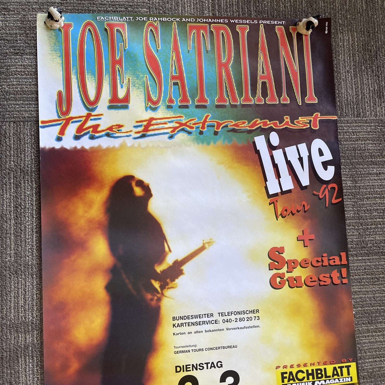 #142 1992 Journey Joe Satriani Extremist Record Store Tour Promo Poster 33x23”5