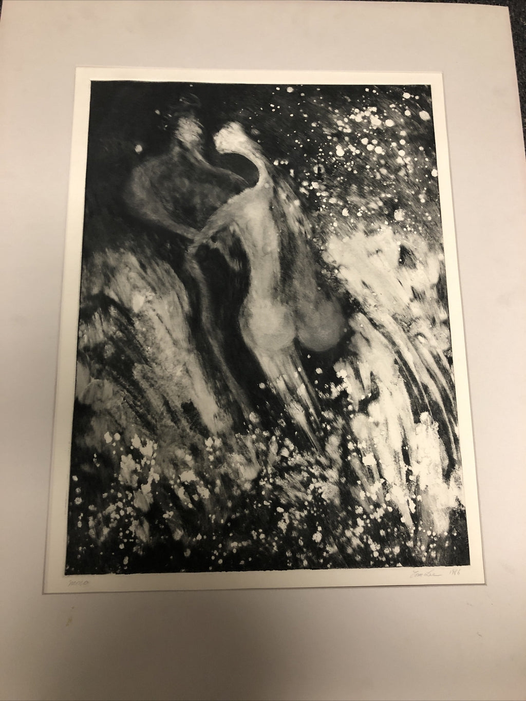 Vintage 1986 Original Etching Art Work By Tom Lee Surrealism 34”x26.5”7
