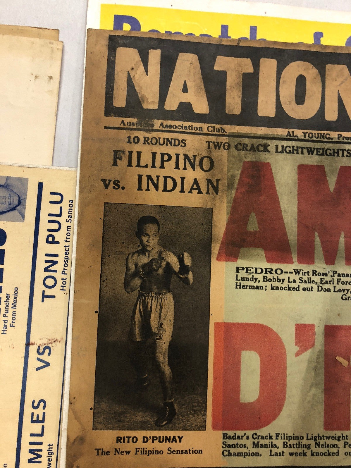 EXTREMELY RARE 1929 Pedro Amador Vs. D’Punay boxing poster onsite only one known1