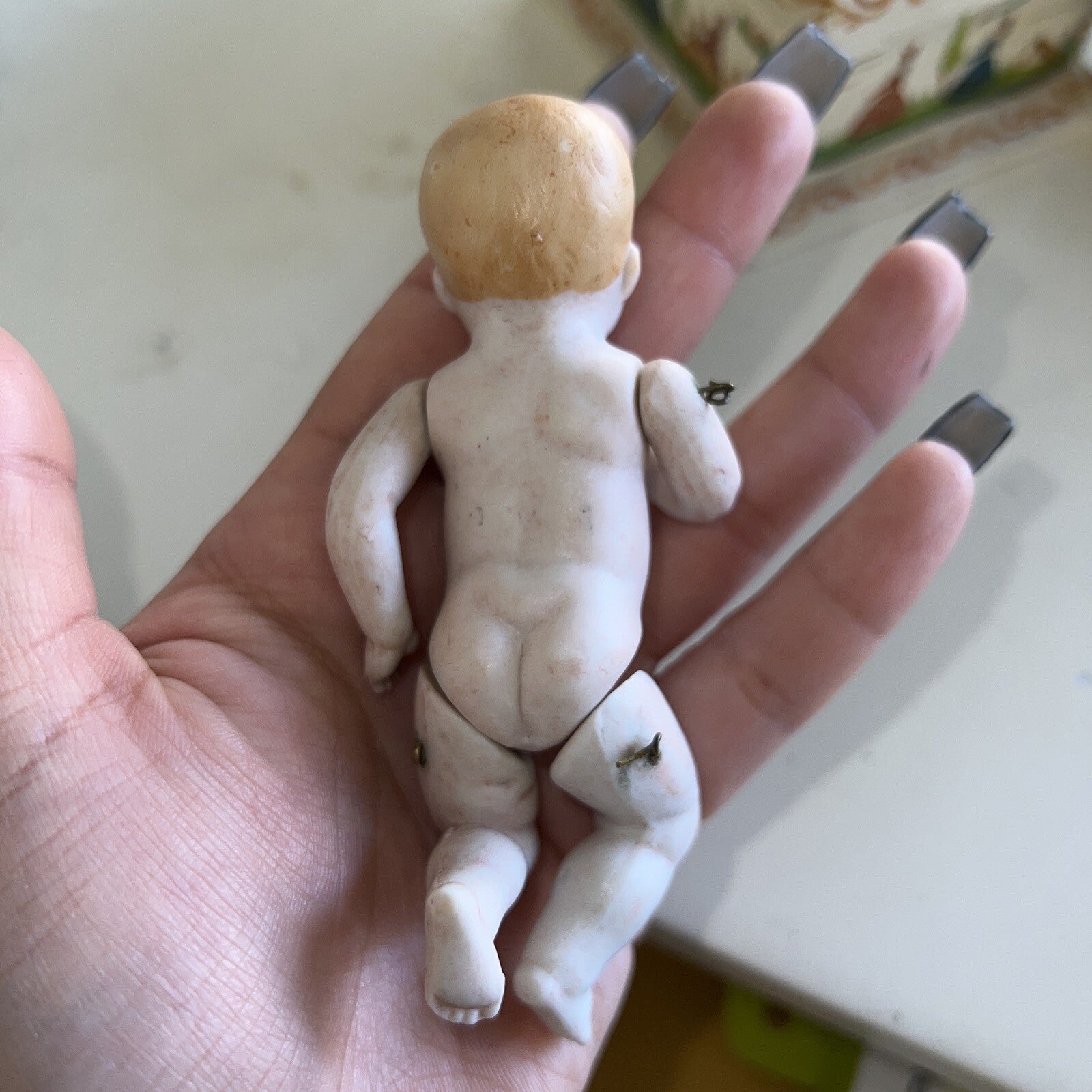 4” Vintage Antique All Bisque Baby Doll German Painted Face6