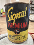 Vintage SIGNAL Premium Heavy Duty Motor Oil 1 quart Metal Can Nos Full gas clean0