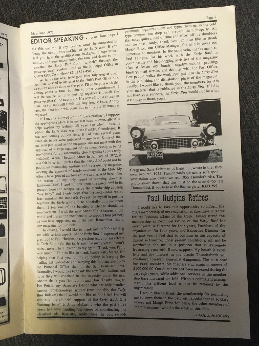 Vintage Early Bird 1975 magazine , May-June 1975 Ford Thunderbird magazine2