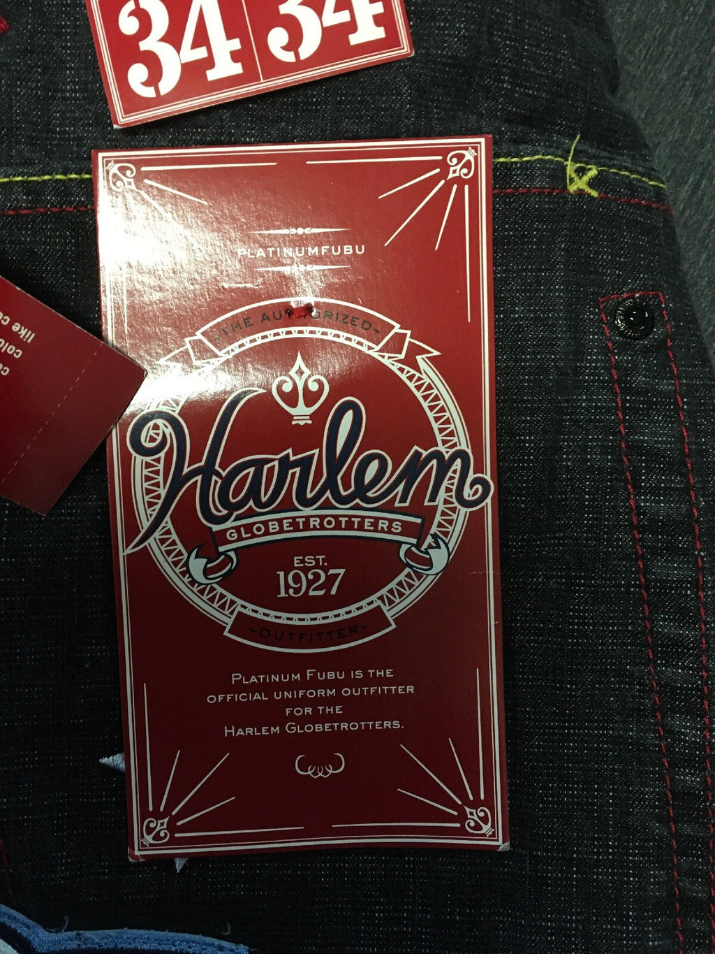 NWT Classic Harlem Globetrotters Platinum FUBU Jeans Men's 34 X 34 Guys Pants3