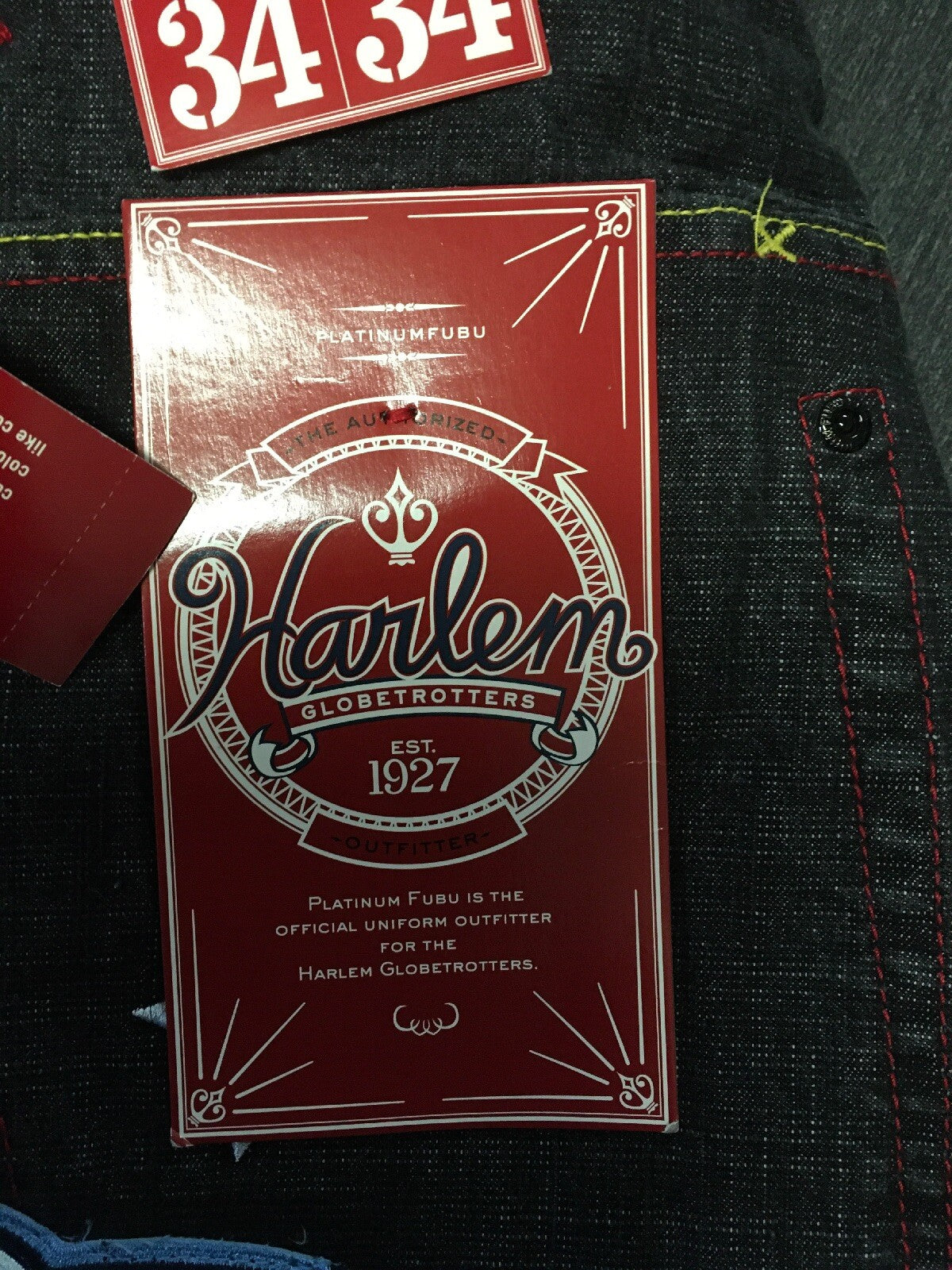 NWT Classic Harlem Globetrotters Platinum FUBU Jeans Men's 34 X 34 Guys Pants3