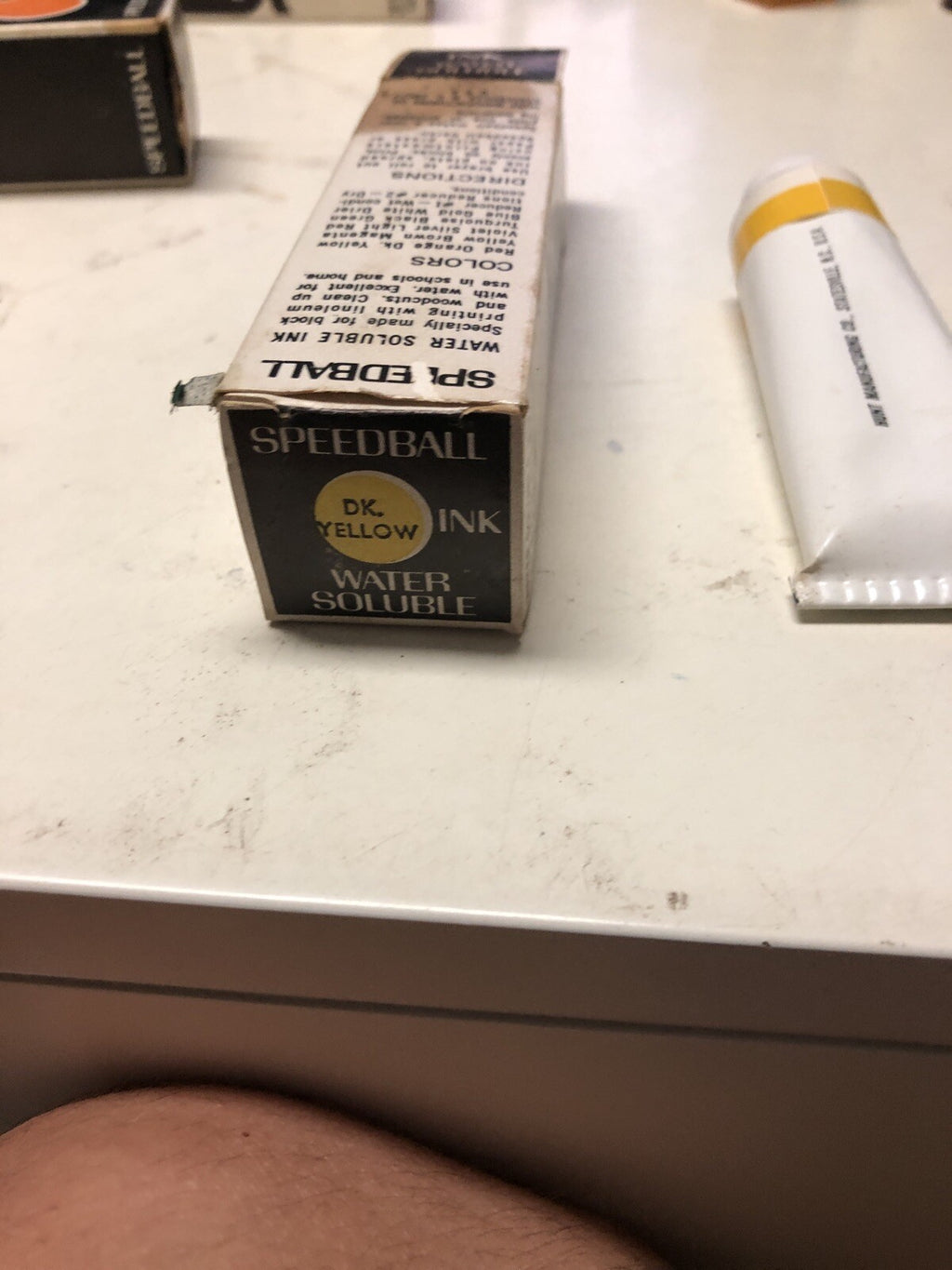 Speedball Block Printing Ink Oil Base Vintage NEW Made in US Yellow Metal tube!4
