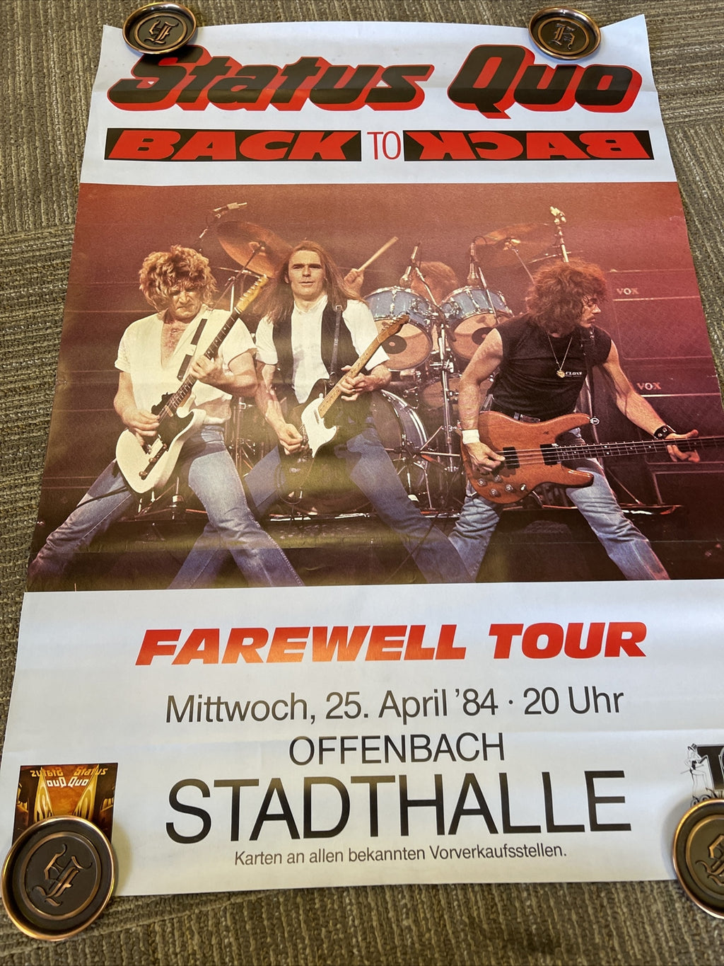 #151 1984 Status Quo Farewell Tour UK Promo POSTER 23” X 33”6