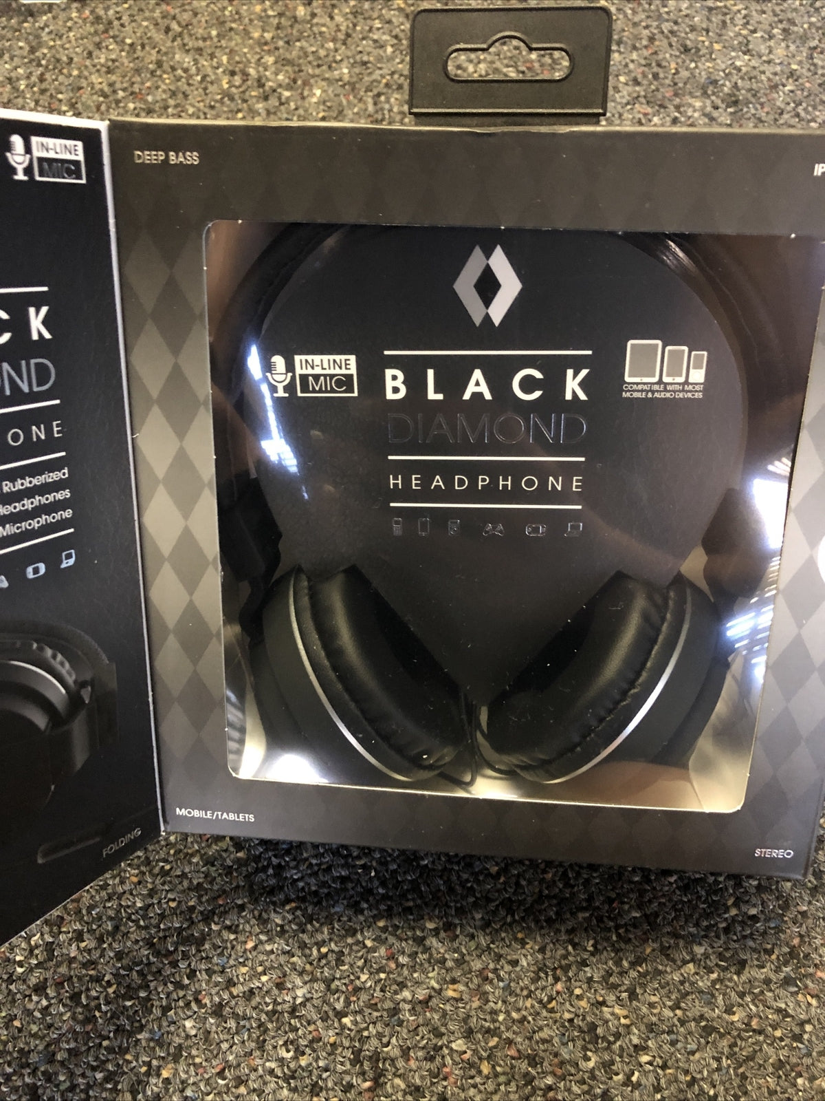Black Diamond Corded Headphone In-line Mic Folding Stereo Sound Adjustable New1