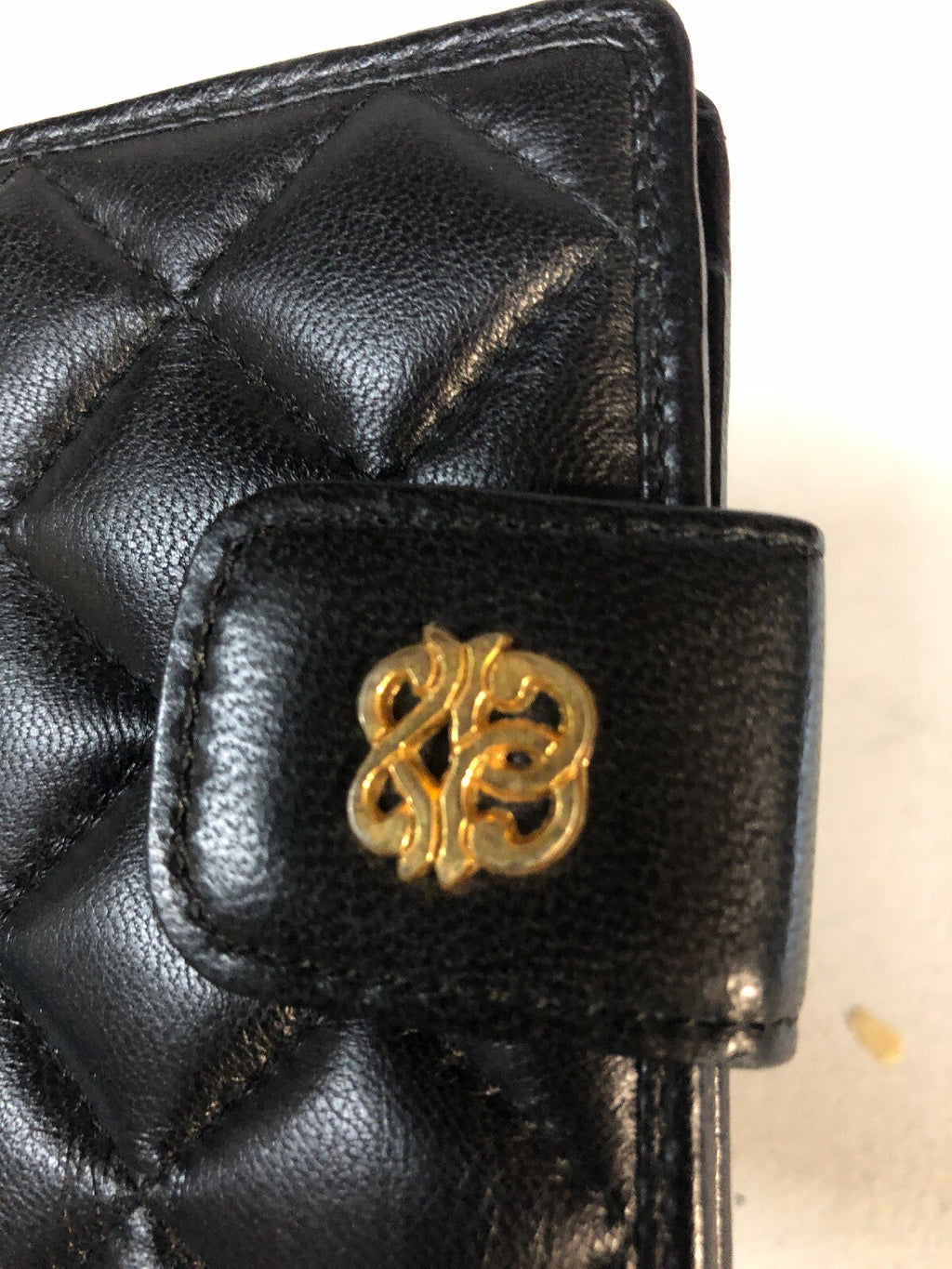NEW - Brand K- Black Fluffy Squared Real Nice Wallet -Button Close Gold K Sign1