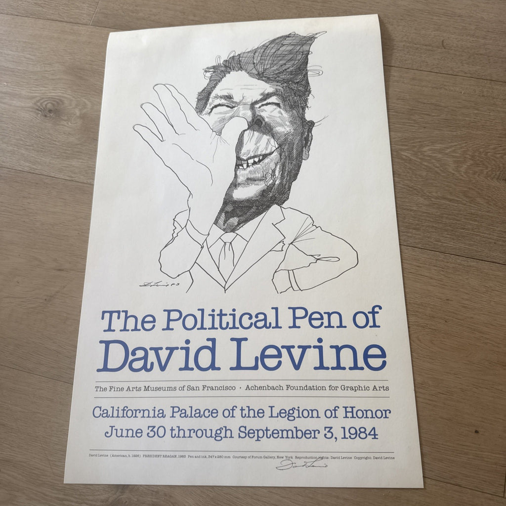 2 David Levine (1926-2009) - Rare signed exhibition Poster San Francisco CA 19841