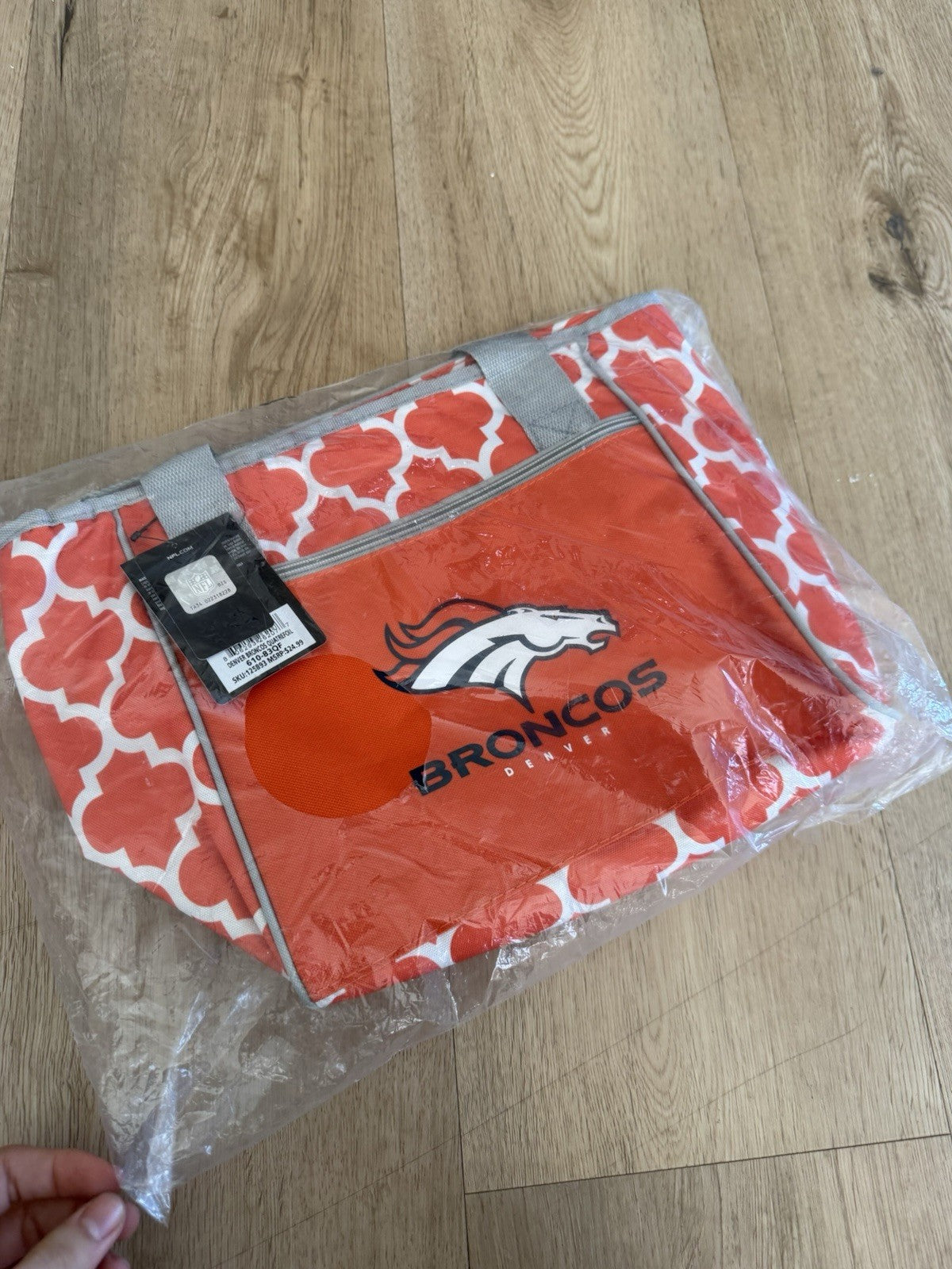 Denver Broncos NFL Orange Striped Insulated Cooler Lunch Box Bag NIP2
