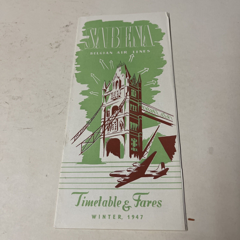 Sabena AIRLINE September 1948 TIMETABLE SCHEDULE Brochure flight cover0
